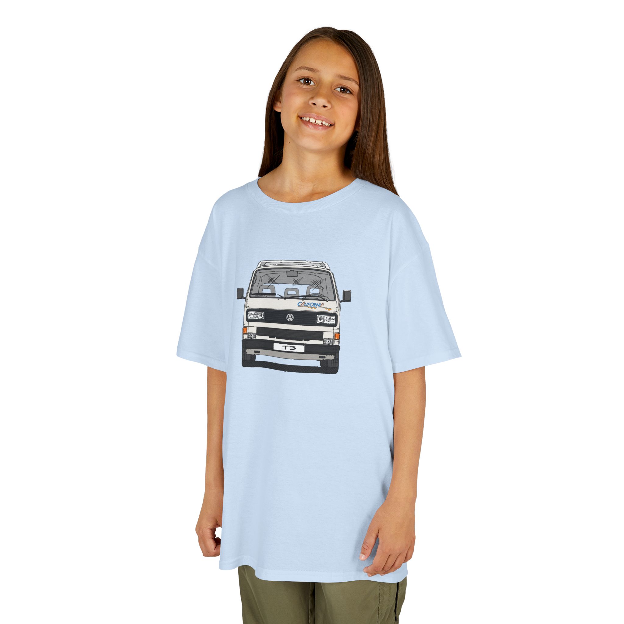 Kinder T-Shirt, VW T3, Bulli, California, Strichzeichnung, Weiß, eigenes Kennzeichen möglich – Bild 8