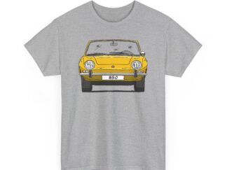 T-Shirt, Fiat 850 Spider, Strichzeichnung, Gelb, eigenes Kennzeichen möglich