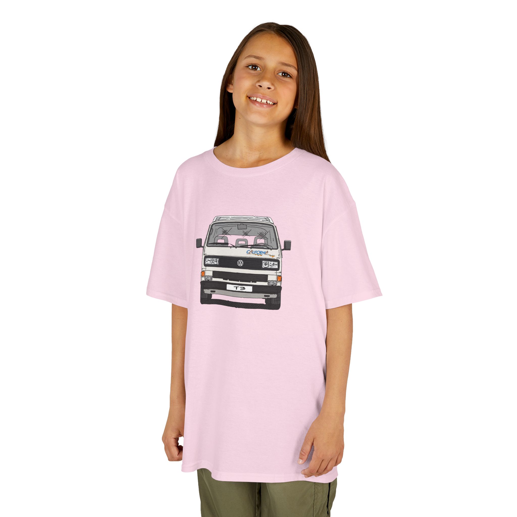 Kinder T-Shirt, VW T3, Bulli, California, Strichzeichnung, Weiß, eigenes Kennzeichen möglich – Bild 11