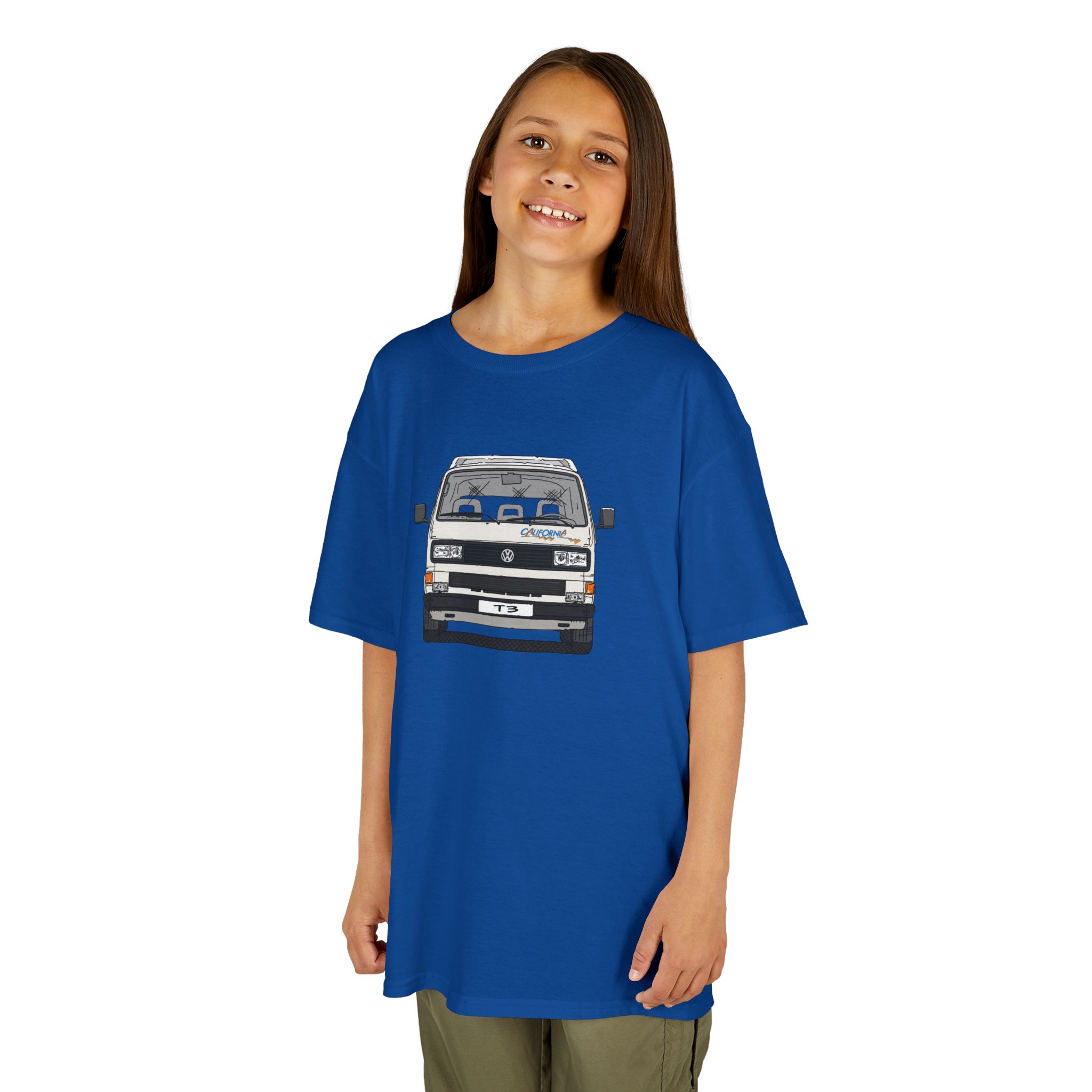 Kinder T-Shirt, VW T3, Bulli, California, Strichzeichnung, Weiß, eigenes Kennzeichen möglich – Bild 9