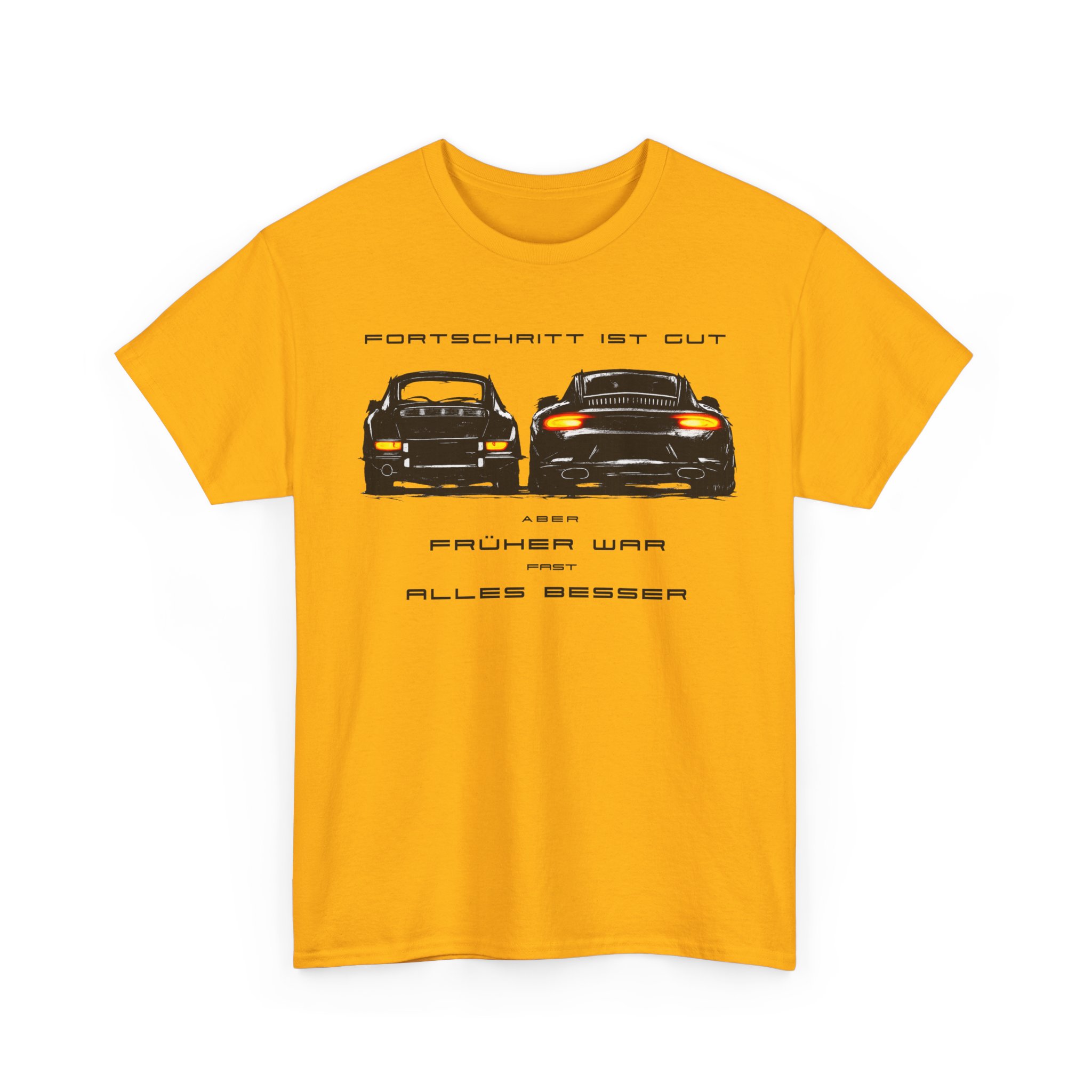 T-Shirt, Porsche 911, Kritzel-Kratzel-Auto, FRÜHER WAR ALLES BESSER, großer feiner Druck, schwarze Schrift – Bild 10