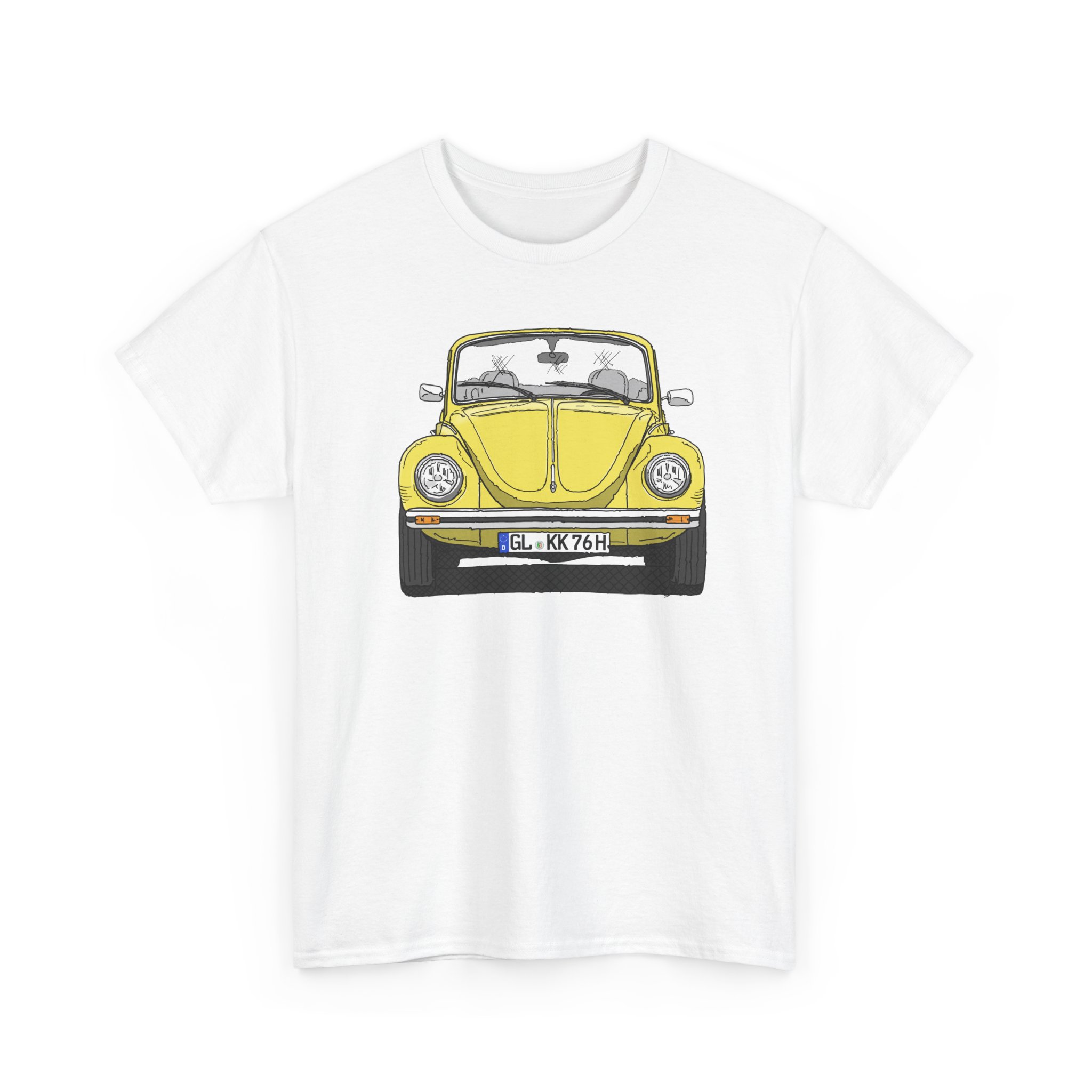 T-Shirt, VW Käfer Cabrio, 1303, Strichzeichnung, Gelb, GL KK 76H – Bild 3