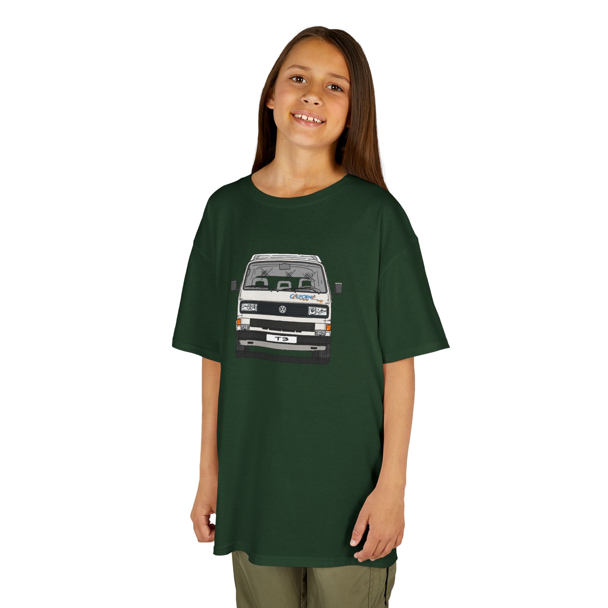 Kinder T-Shirt, VW T3, Bulli, California, Strichzeichnung, Weiß, eigenes Kennzeichen möglich – Bild 7