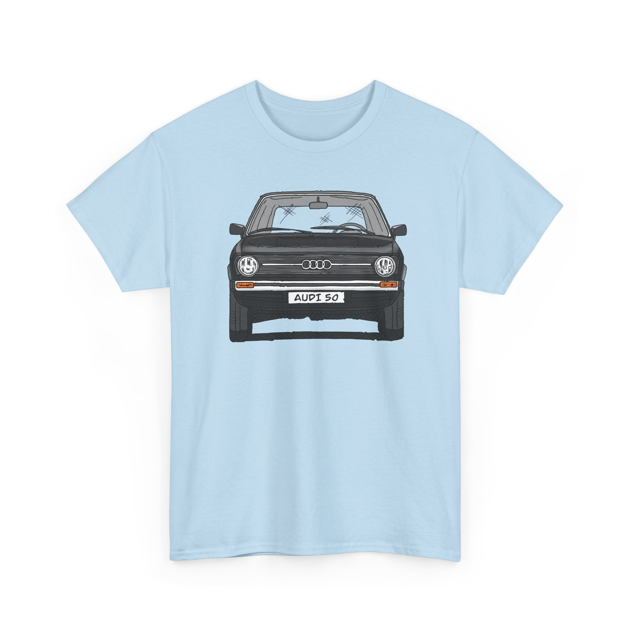 T-Shirt, Audi 50, Strichzeichnung, Schwarz, Wunschkennzeichen möglich – Bild 7