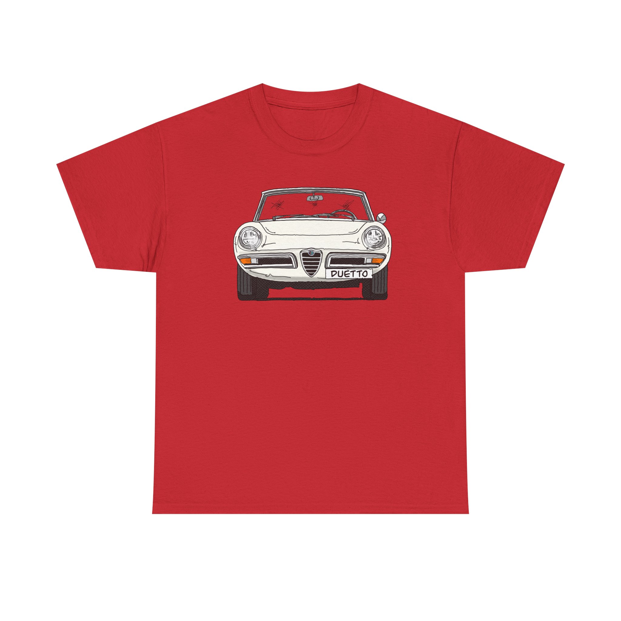 T-Shirt, Alfa Romeo Spider Duetto, Strichzeichnung, Weiß, mit Kennzeichen personalisierbar – Bild 12