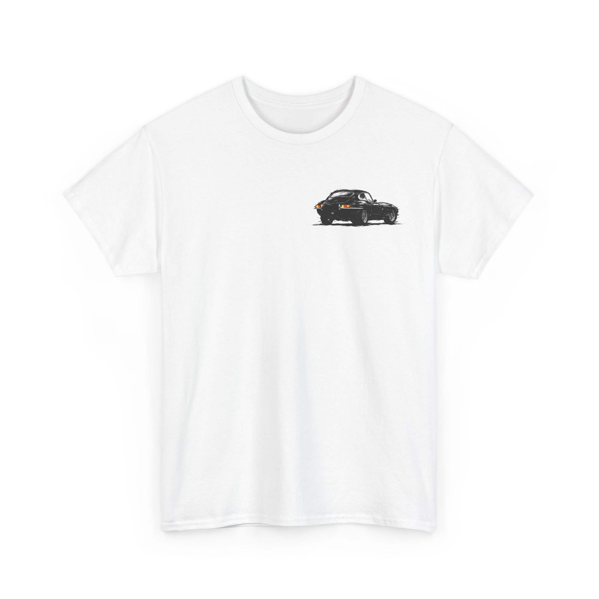 T-Shirt, Jaguar E-Type Coupe, Kritzel-Kratzel-Auto, kleiner feiner Druck – Bild 4