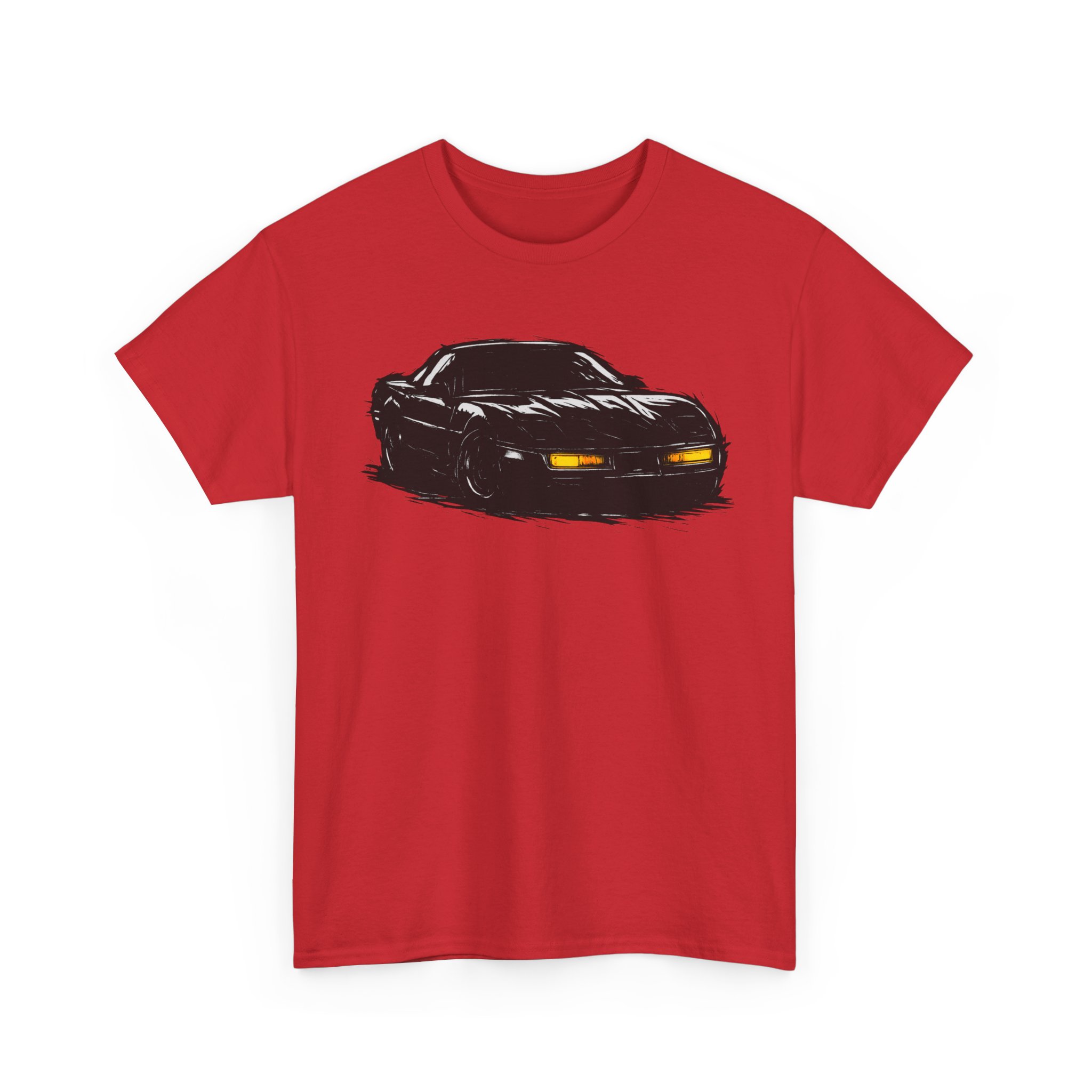 T-Shirt, Chevrolet Corvette C4, Kritzel-Kratzel-Auto, großer feiner Druck