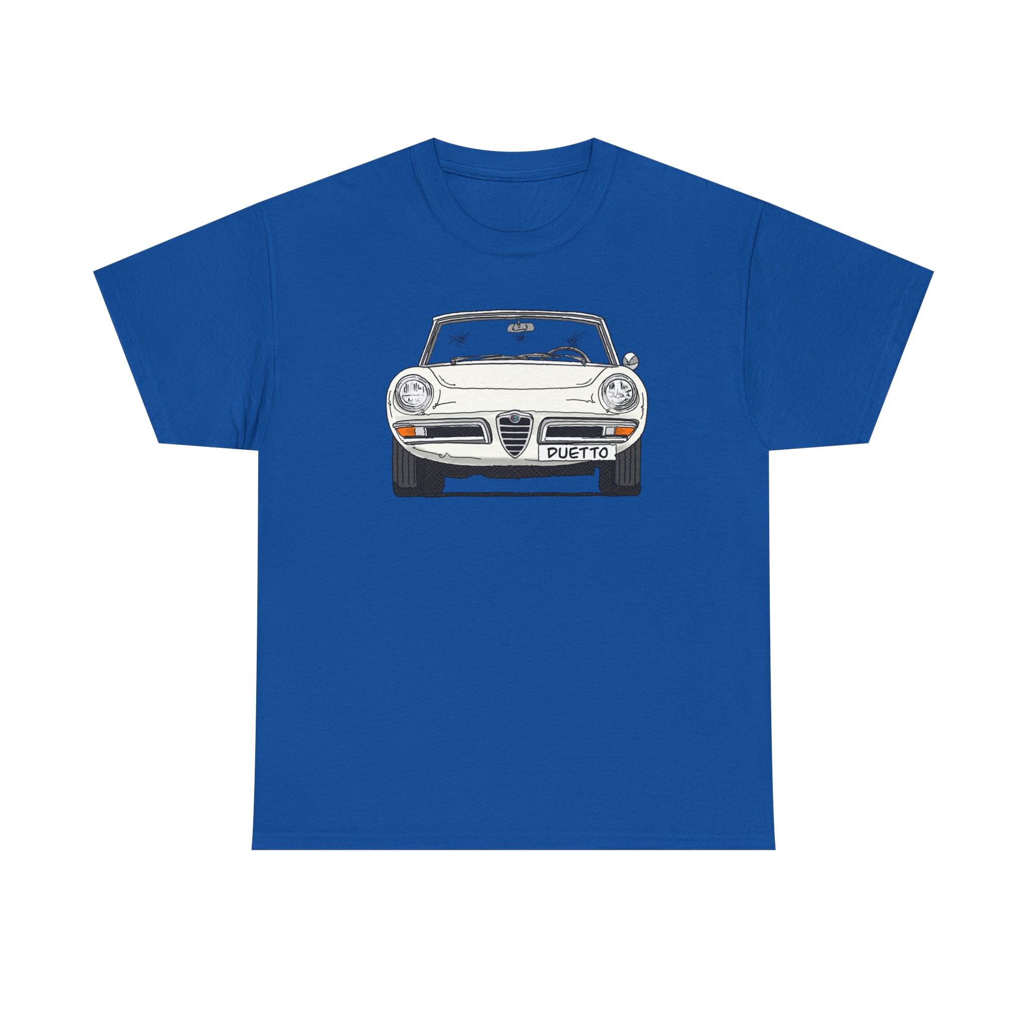 T-Shirt, Alfa Romeo Spider Duetto, Strichzeichnung, Weiß, mit Kennzeichen personalisierbar – Bild 9