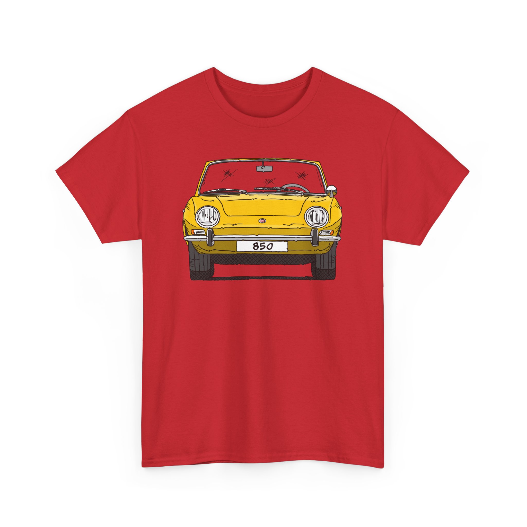 T-Shirt, Fiat 850 Spider, Strichzeichnung, Gelb, eigenes Kennzeichen möglich – Bild 12