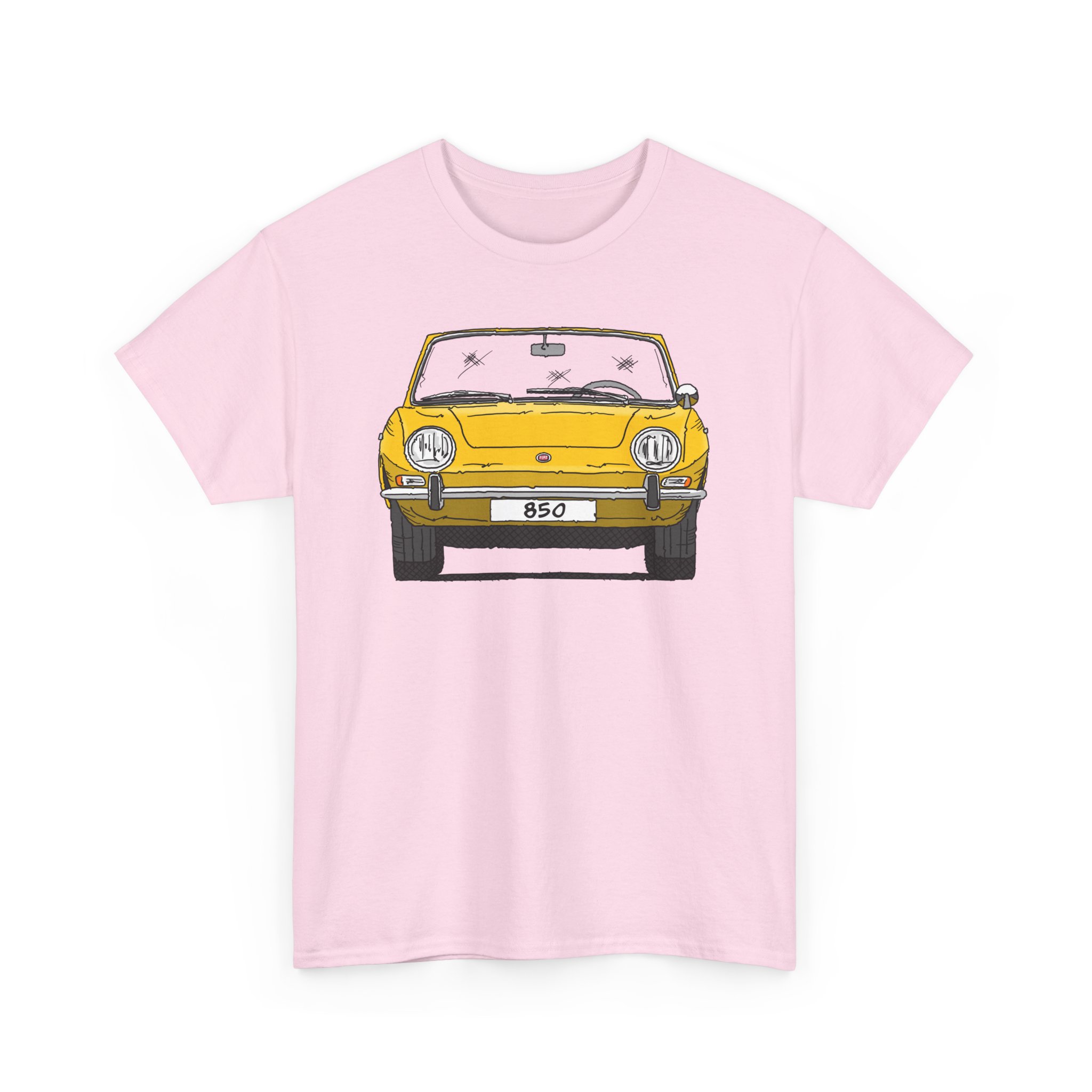 T-Shirt, Fiat 850 Spider, Strichzeichnung, Gelb, eigenes Kennzeichen möglich – Bild 11