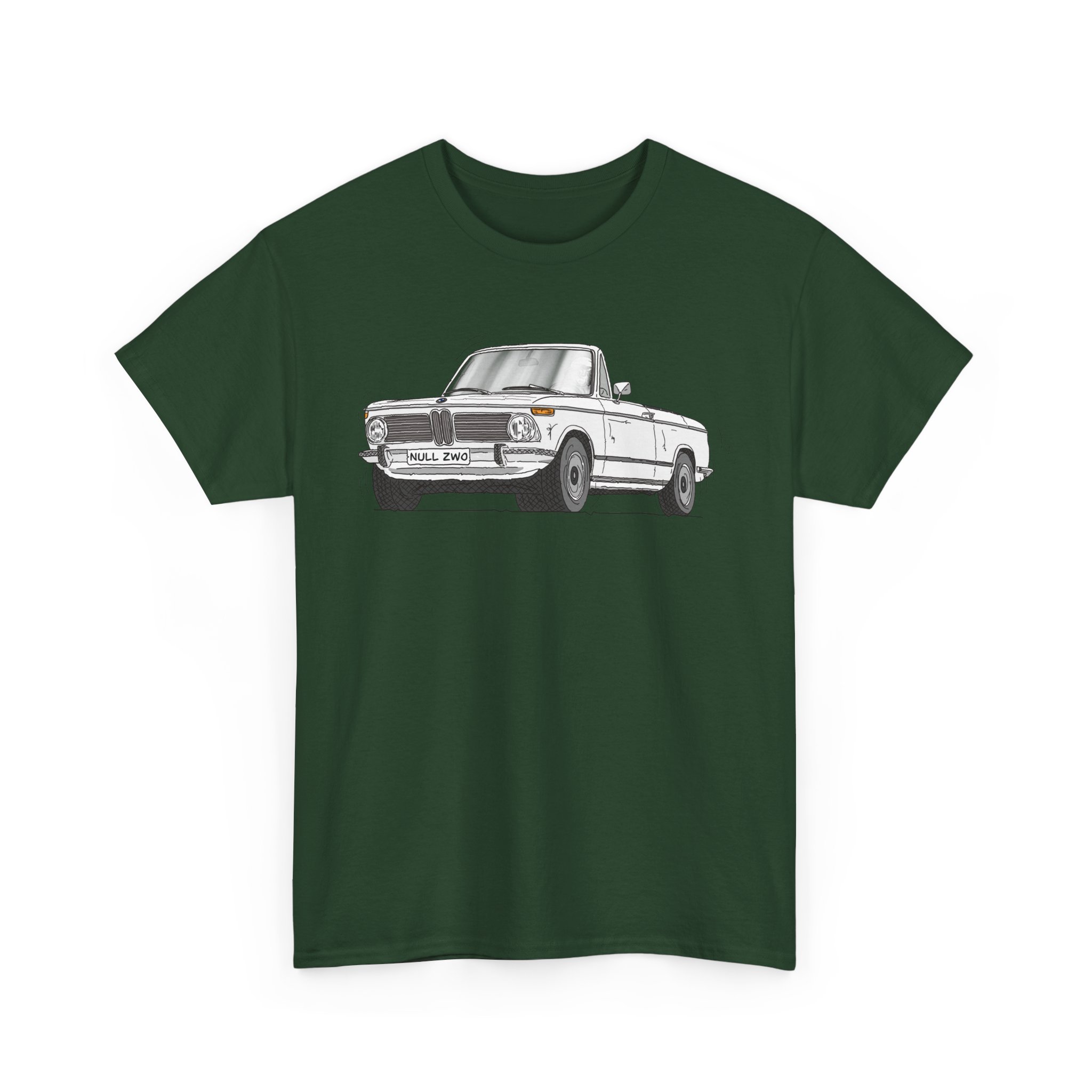 T-Shirt, BMW 02 Baur Cabrio, Strichzeichnung, Weiß, eigenes Kennzeichen möglich – Bild 11