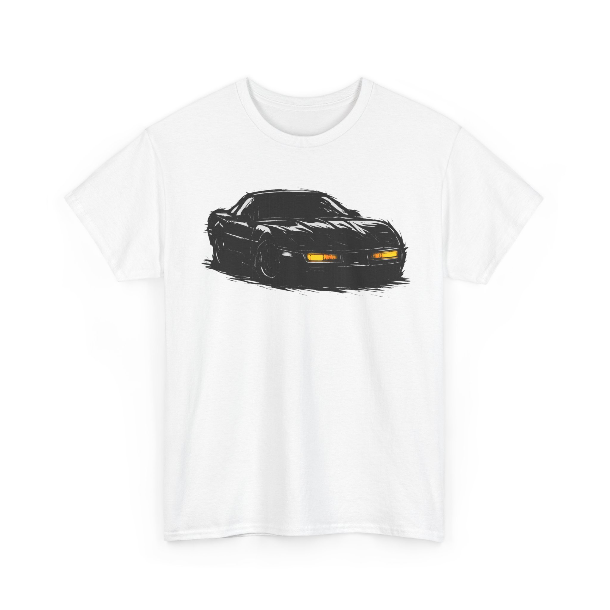 T-Shirt, Chevrolet Corvette C4, Kritzel-Kratzel-Auto, großer feiner Druck – Bild 4