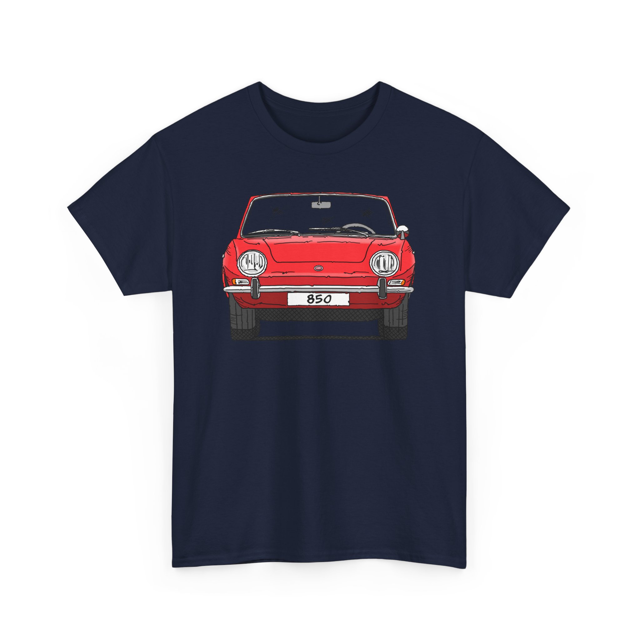T-Shirt, Fiat 850 Spider, Strichzeichnung, Rot, eigenes Kennzeichen möglich – Bild 10