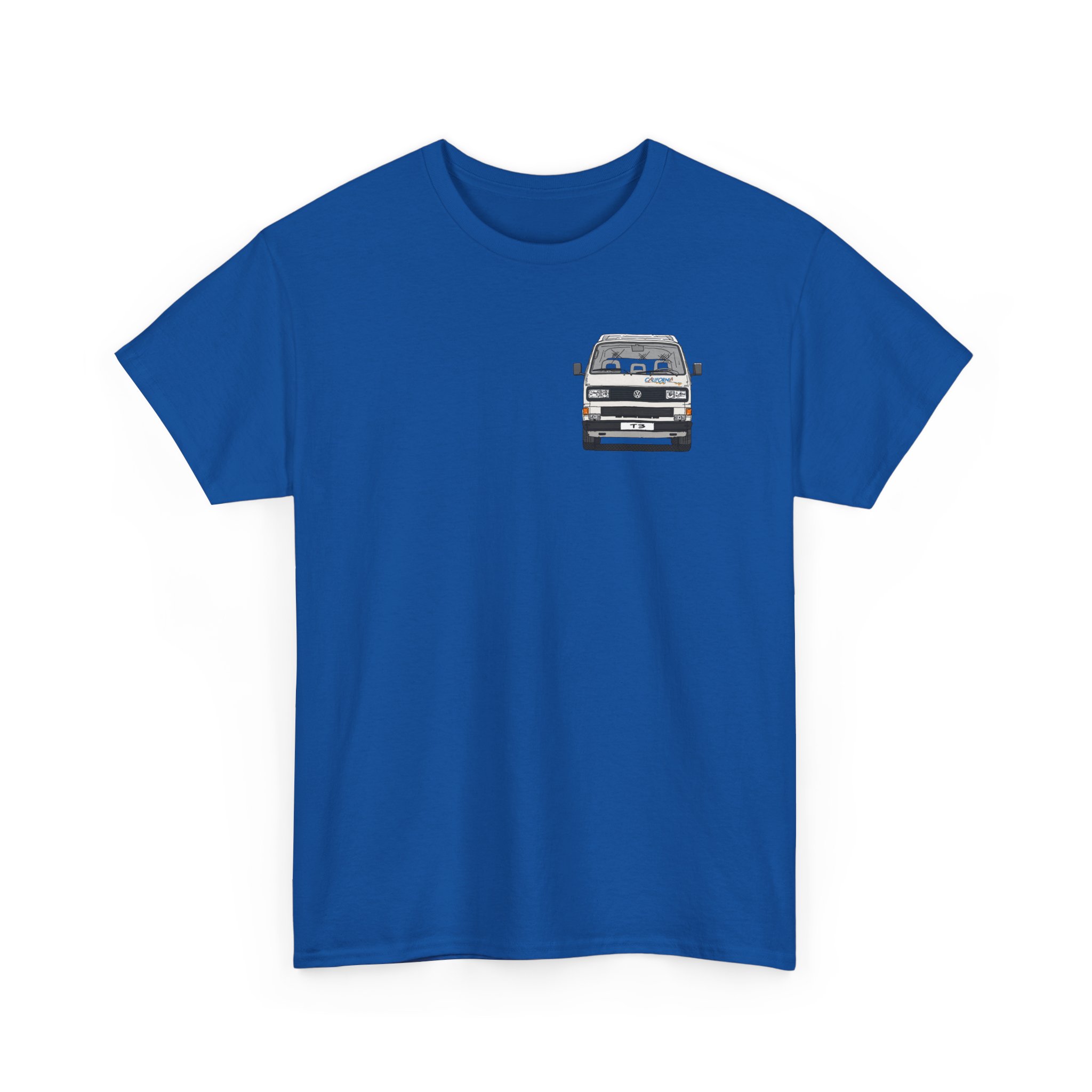 T-Shirt, VW T3, Bulli, California, Strichzeichnung, Weiß, klein, links – Bild 7