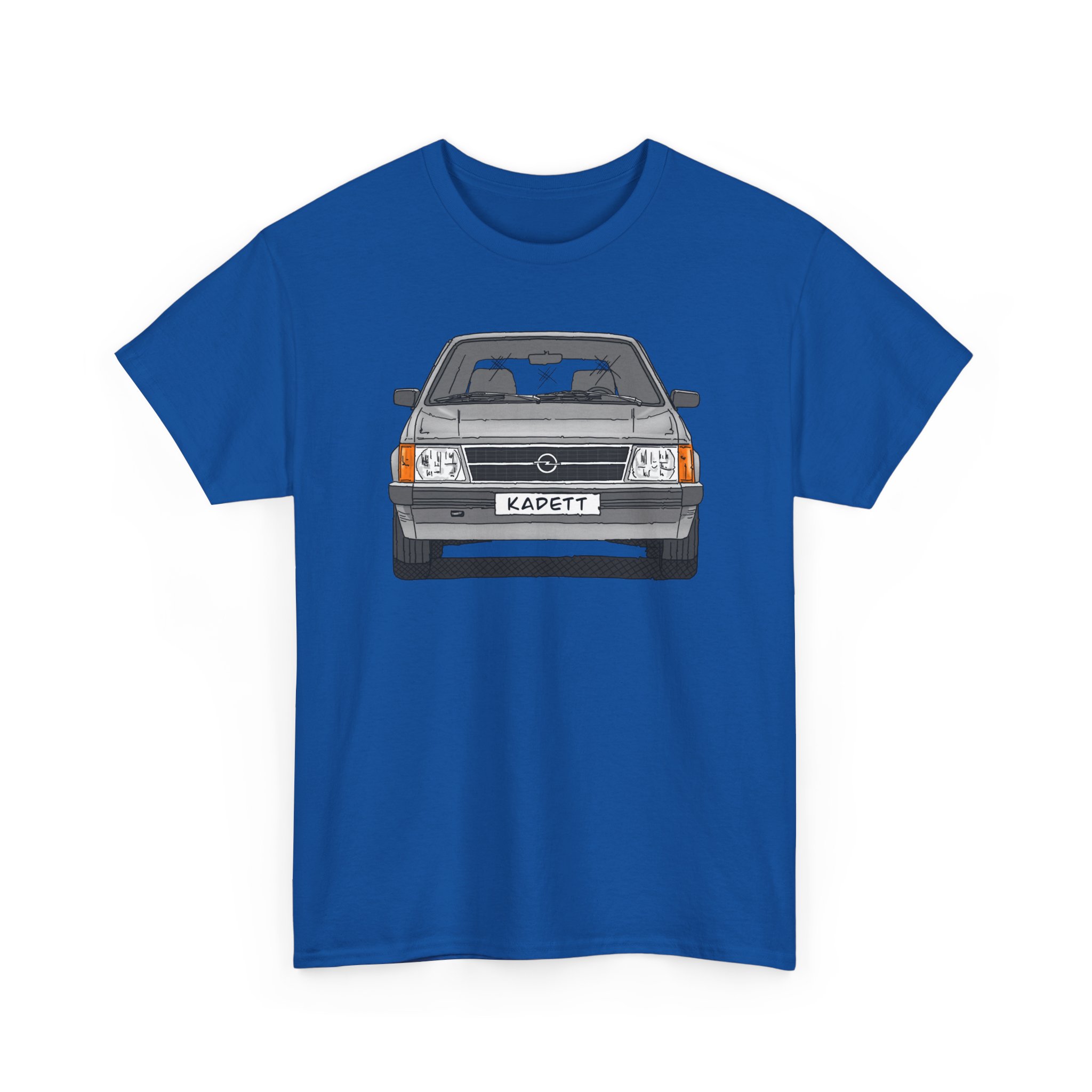 T-Shirt, Opel Kadett D, Strichzeichnung, Silbergrau, mit Kennzeichen personalisierbar