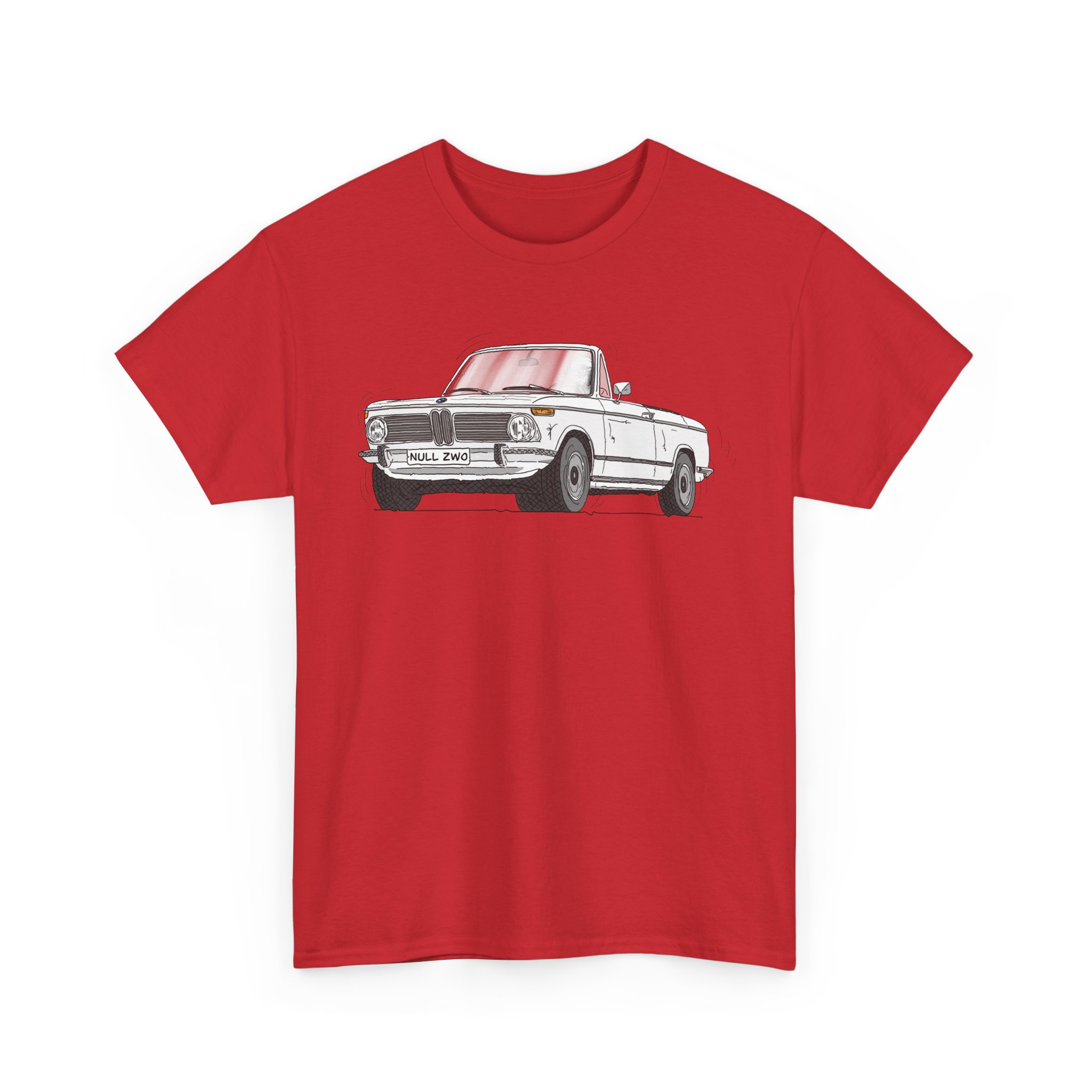 T-Shirt, BMW 02 Baur Cabrio, Strichzeichnung, Weiß, eigenes Kennzeichen möglich – Bild 9