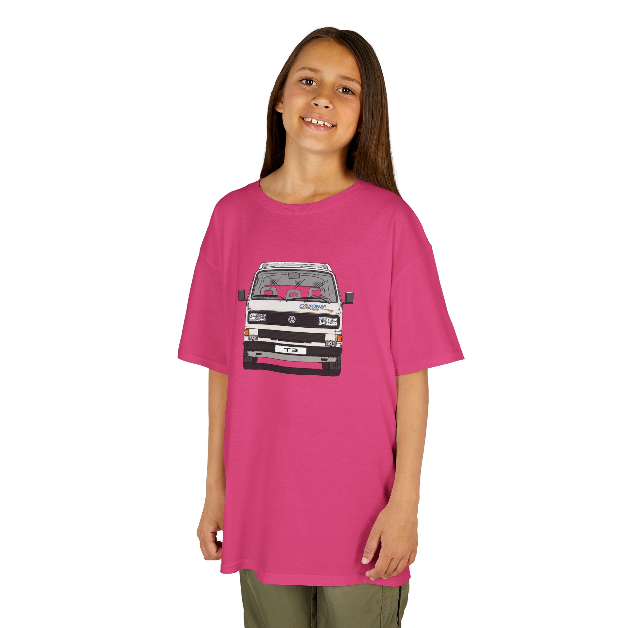 Kinder T-Shirt, VW T3, Bulli, California, Strichzeichnung, Weiß, eigenes Kennzeichen möglich – Bild 12