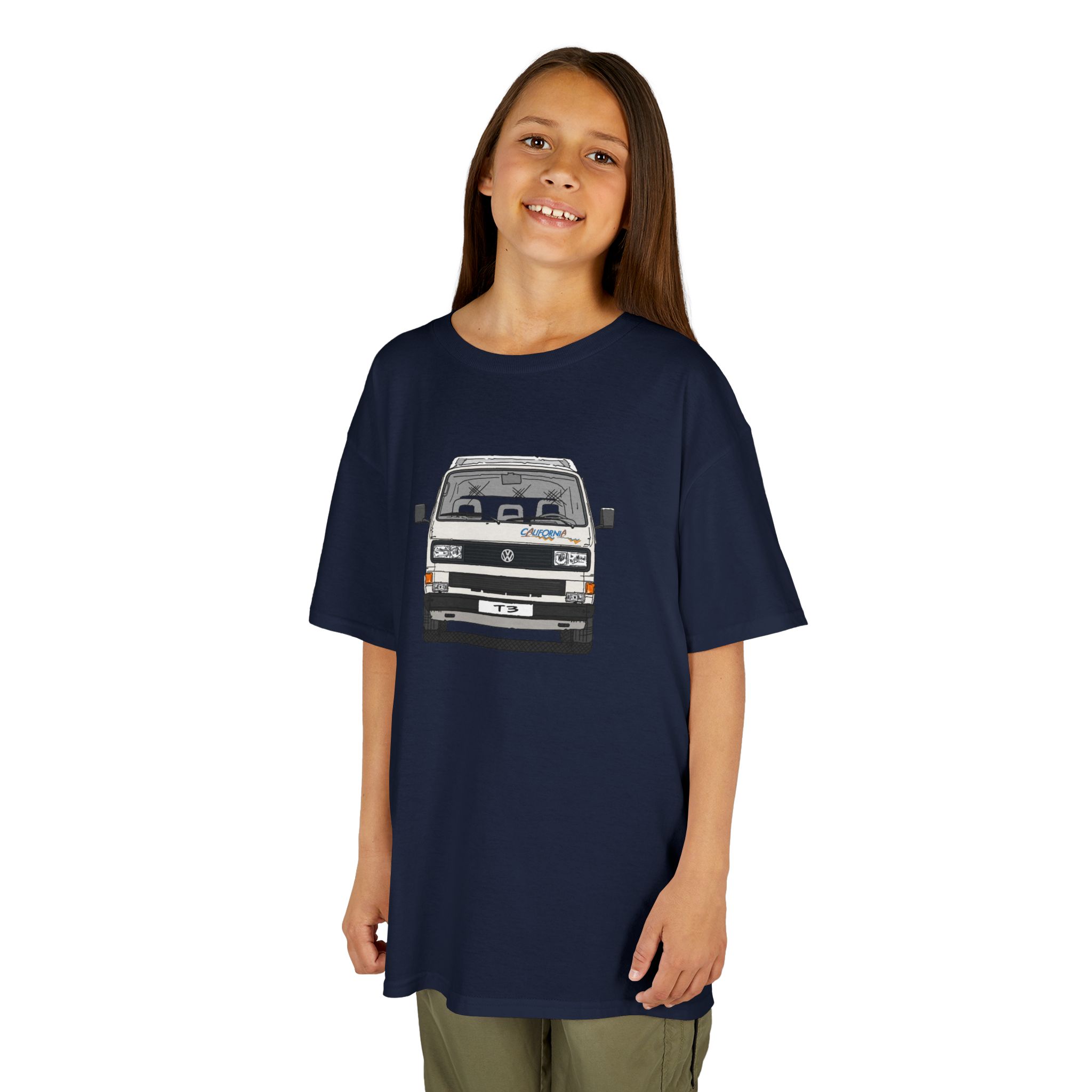 Kinder T-Shirt, VW T3, Bulli, California, Strichzeichnung, Weiß, eigenes Kennzeichen möglich – Bild 10