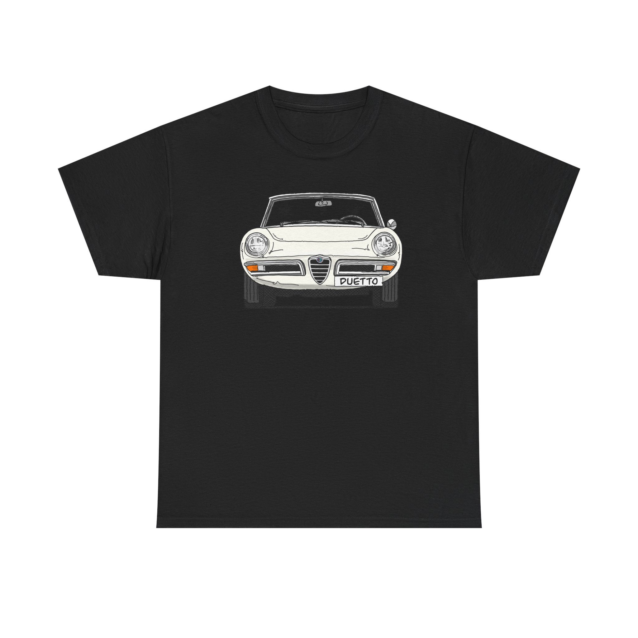 T-Shirt, Alfa Romeo Spider Duetto, Strichzeichnung, Weiß, mit Kennzeichen personalisierbar – Bild 3
