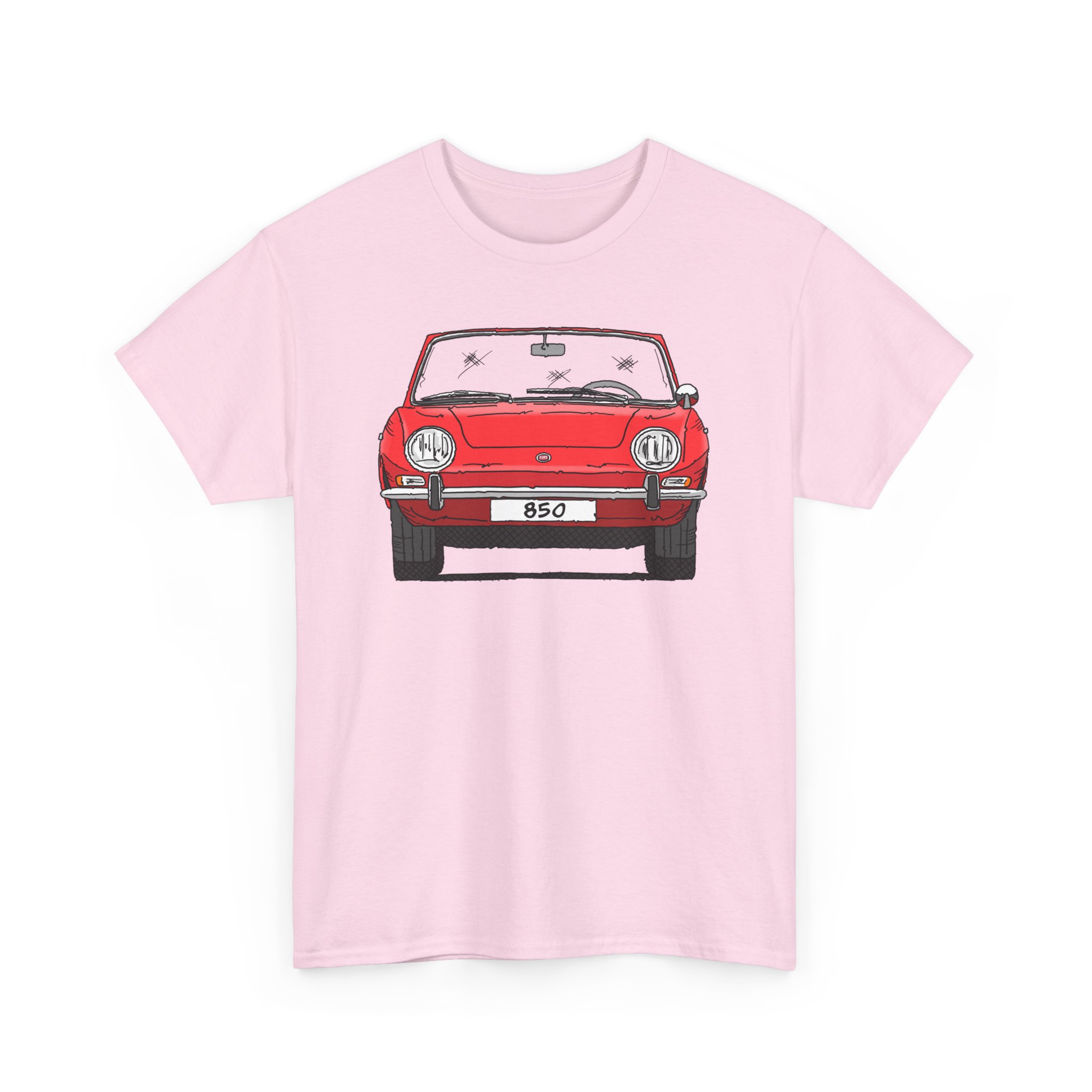 T-Shirt, Fiat 850 Spider, Strichzeichnung, Rot, eigenes Kennzeichen möglich – Bild 11