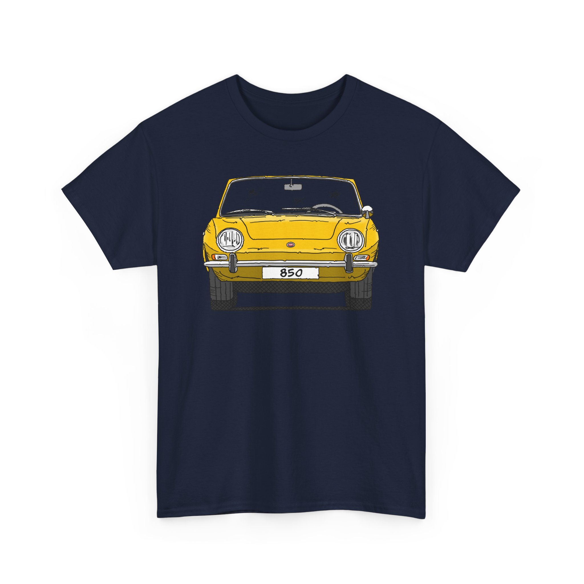 T-Shirt, Fiat 850 Spider, Strichzeichnung, Gelb, eigenes Kennzeichen möglich – Bild 10