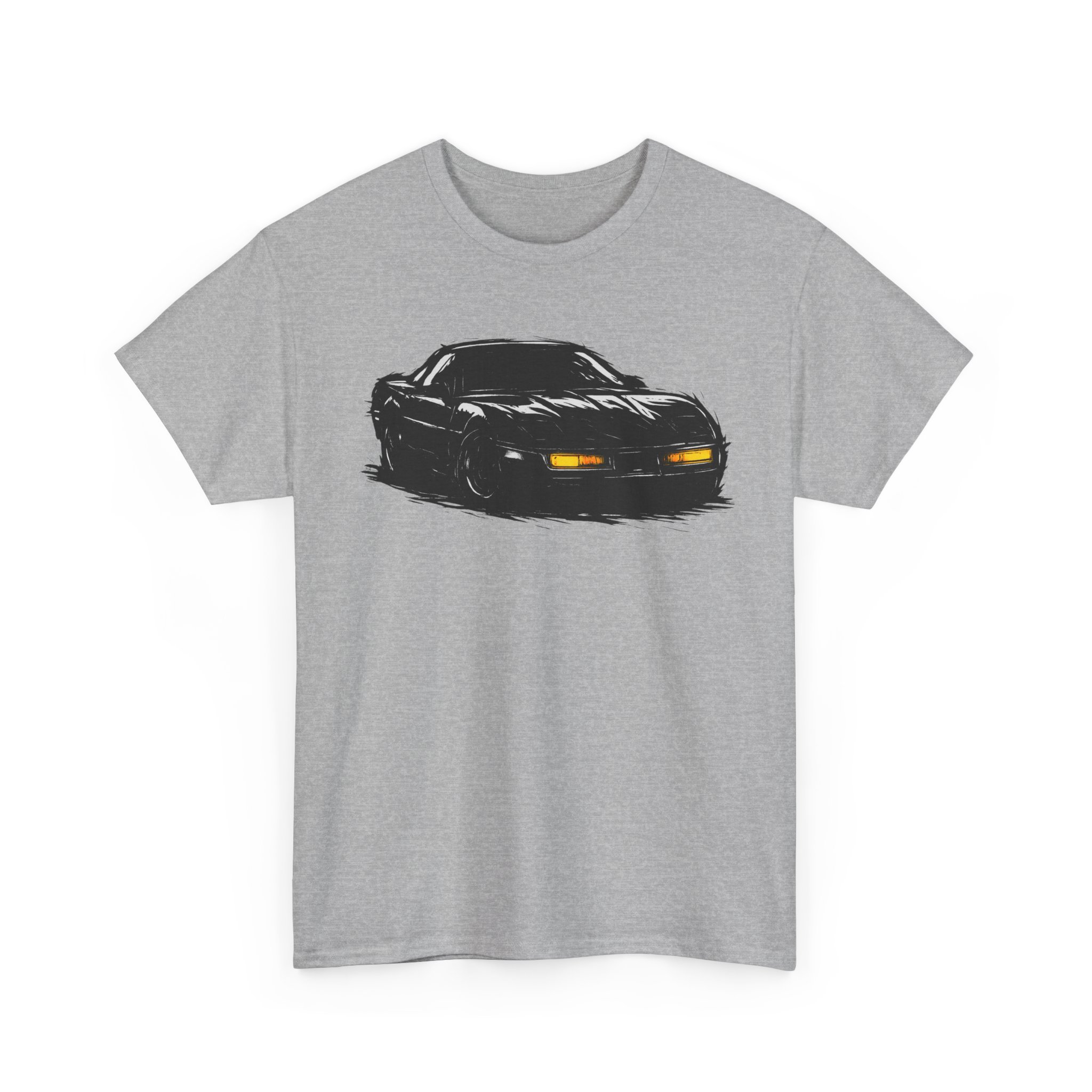 T-Shirt, Chevrolet Corvette C4, Kritzel-Kratzel-Auto, großer feiner Druck – Bild 3