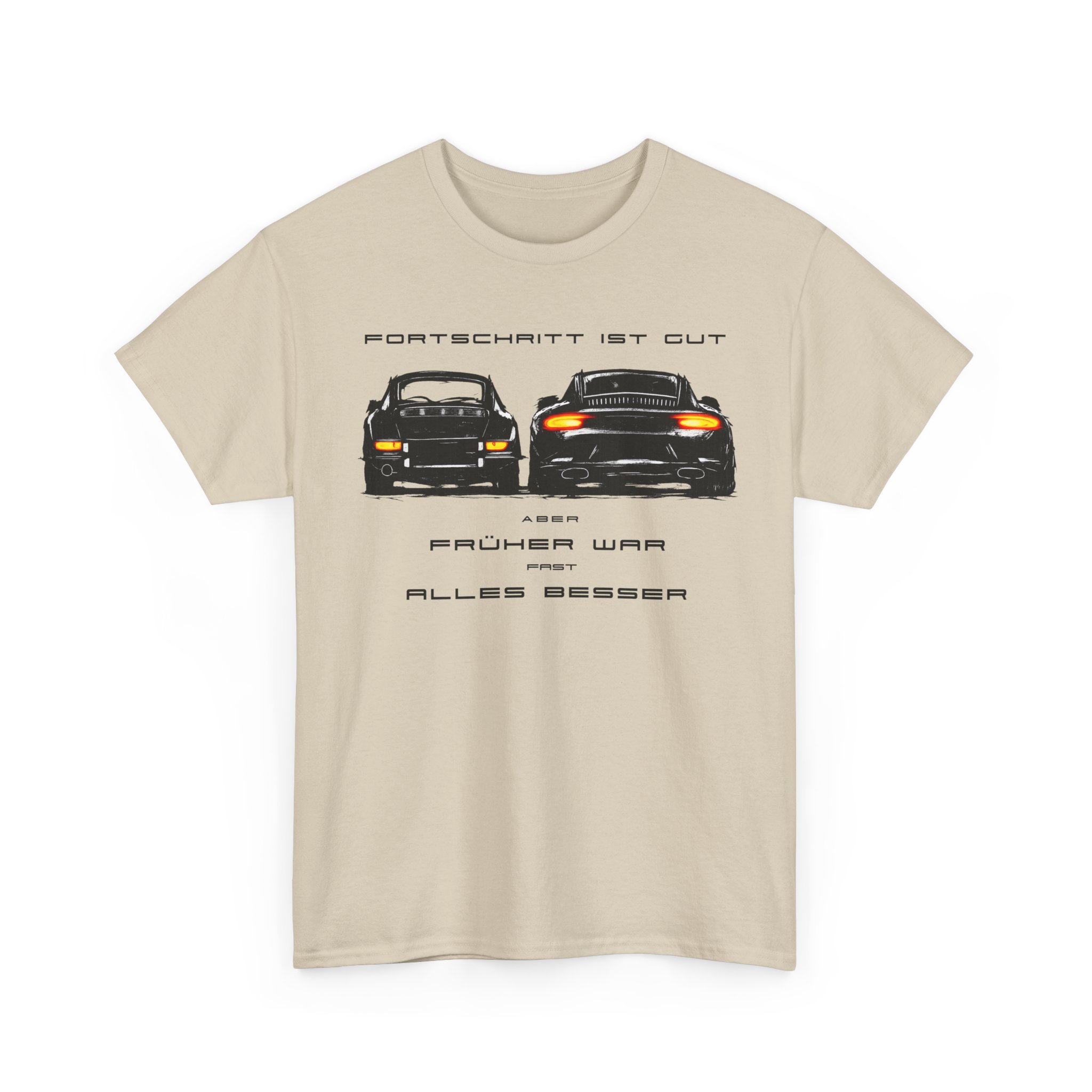 T-Shirt, Porsche 911, Kritzel-Kratzel-Auto, FRÜHER WAR ALLES BESSER, großer feiner Druck, schwarze Schrift – Bild 5