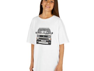 Kinder T-Shirt, VW T3, Bulli, California, Strichzeichnung, Weiß, eigenes Kennzeichen möglich