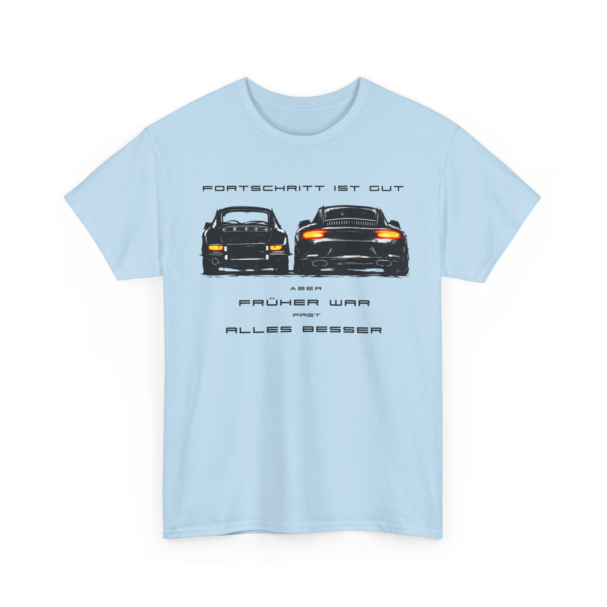 T-Shirt, Porsche 911, Kritzel-Kratzel-Auto, FRÜHER WAR ALLES BESSER, großer feiner Druck, schwarze Schrift – Bild 7