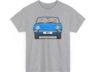 T-Shirt, Fiat 850 Spider, Strichzeichnung, Blau, eigenes Kennzeichen möglich