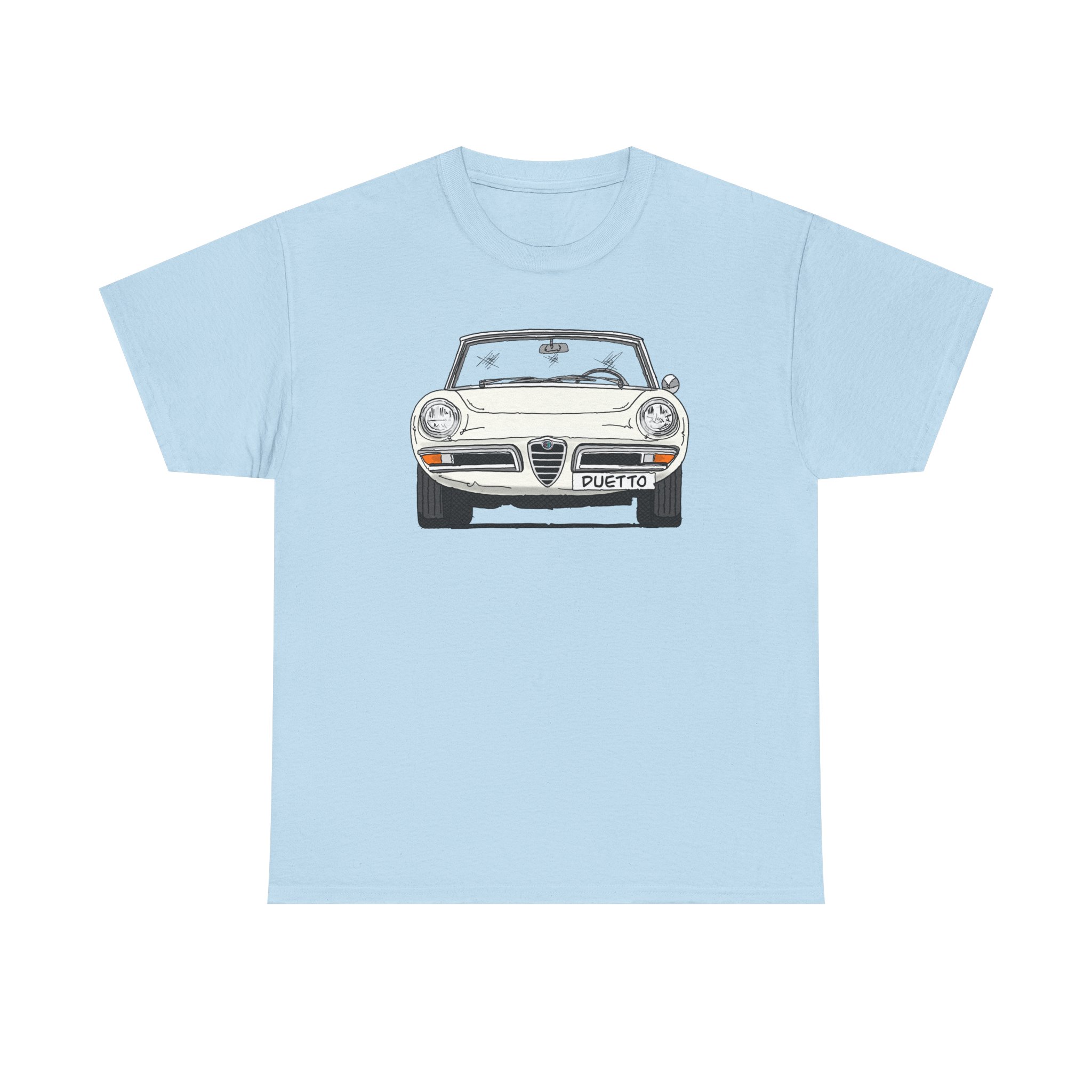 T-Shirt, Alfa Romeo Spider Duetto, Strichzeichnung, Weiß, mit Kennzeichen personalisierbar – Bild 8