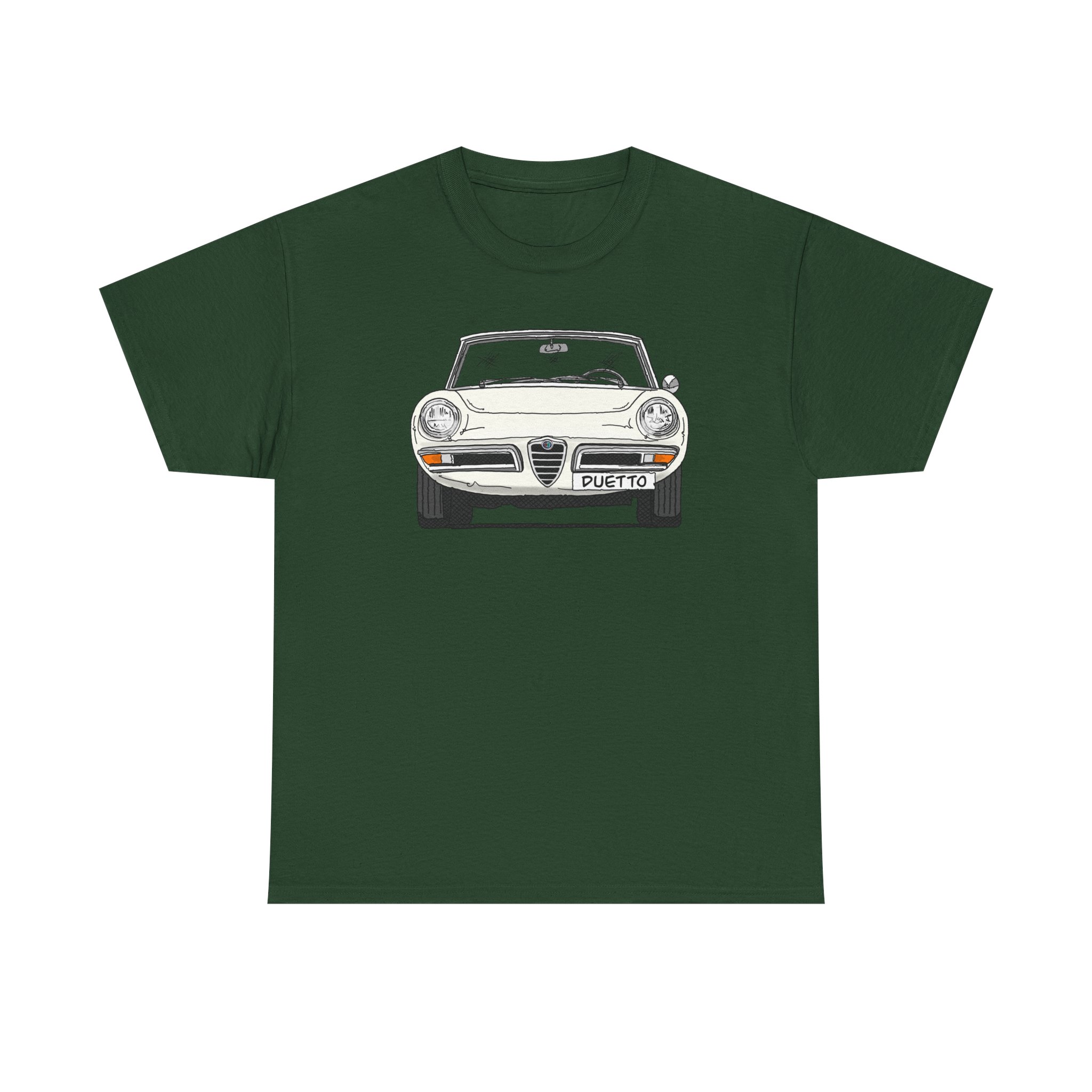 T-Shirt, Alfa Romeo Spider Duetto, Strichzeichnung, Weiß, mit Kennzeichen personalisierbar – Bild 6