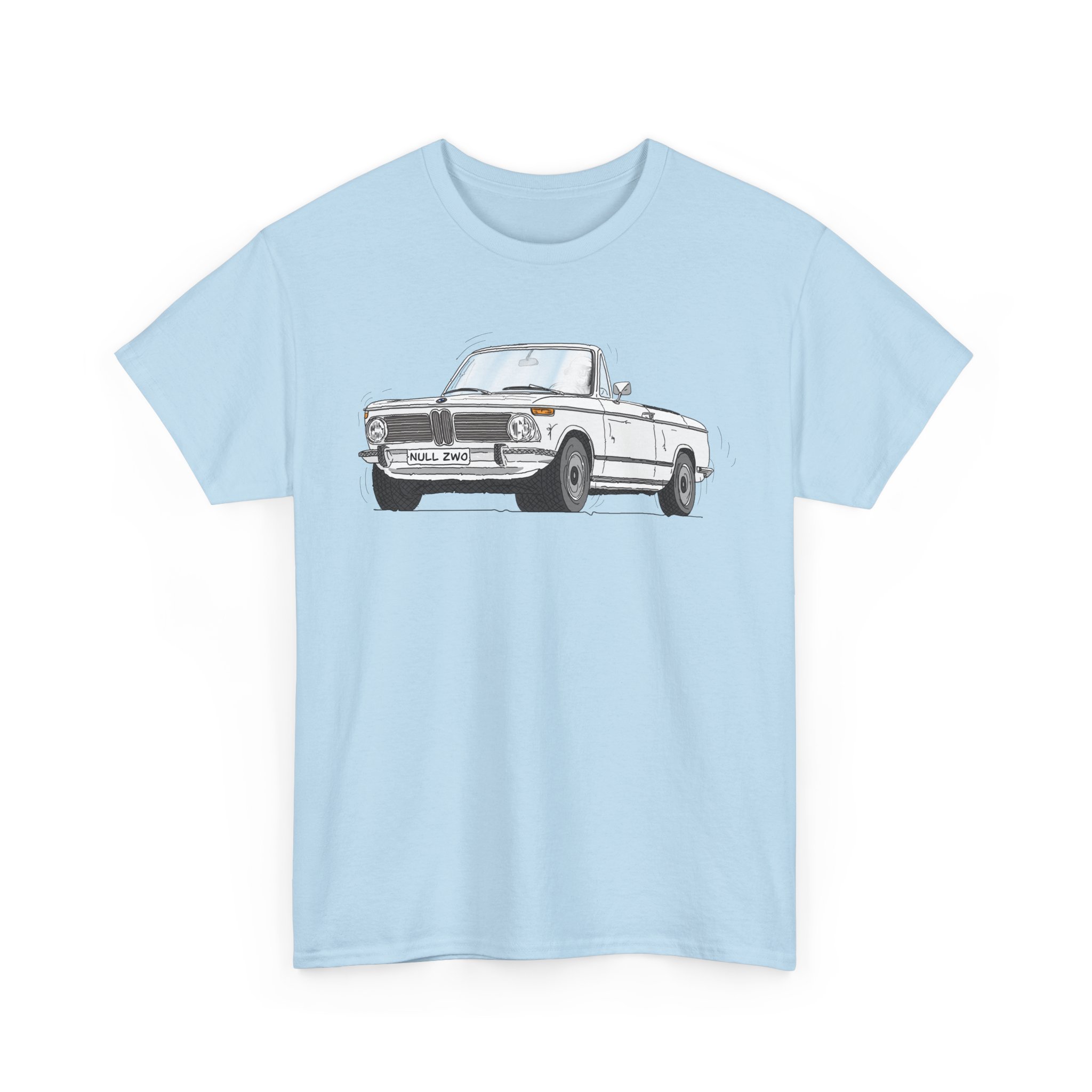 T-Shirt, BMW 02 Baur Cabrio, Strichzeichnung, Weiß, eigenes Kennzeichen möglich – Bild 6