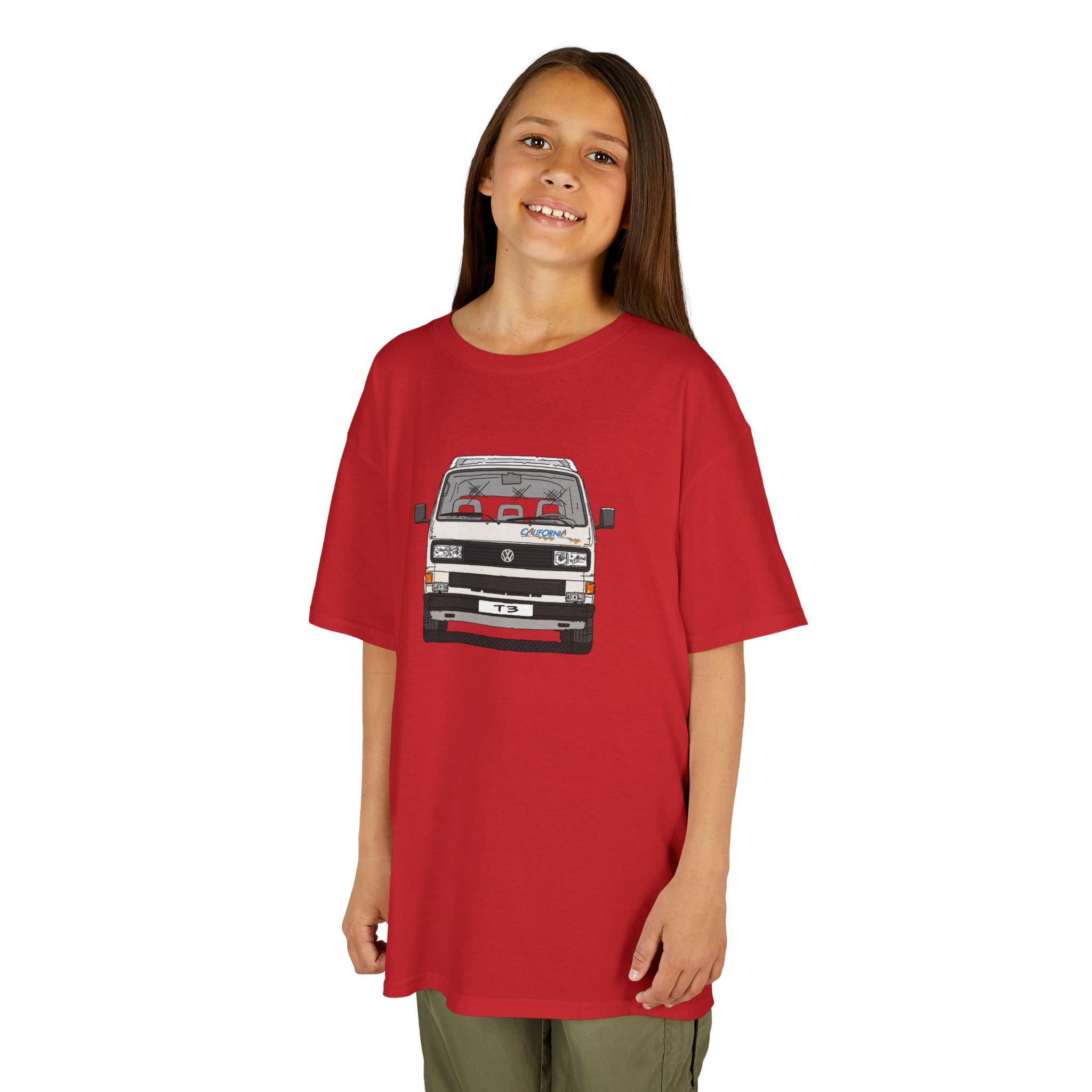 Kinder T-Shirt, VW T3, Bulli, California, Strichzeichnung, Weiß, eigenes Kennzeichen möglich – Bild 13