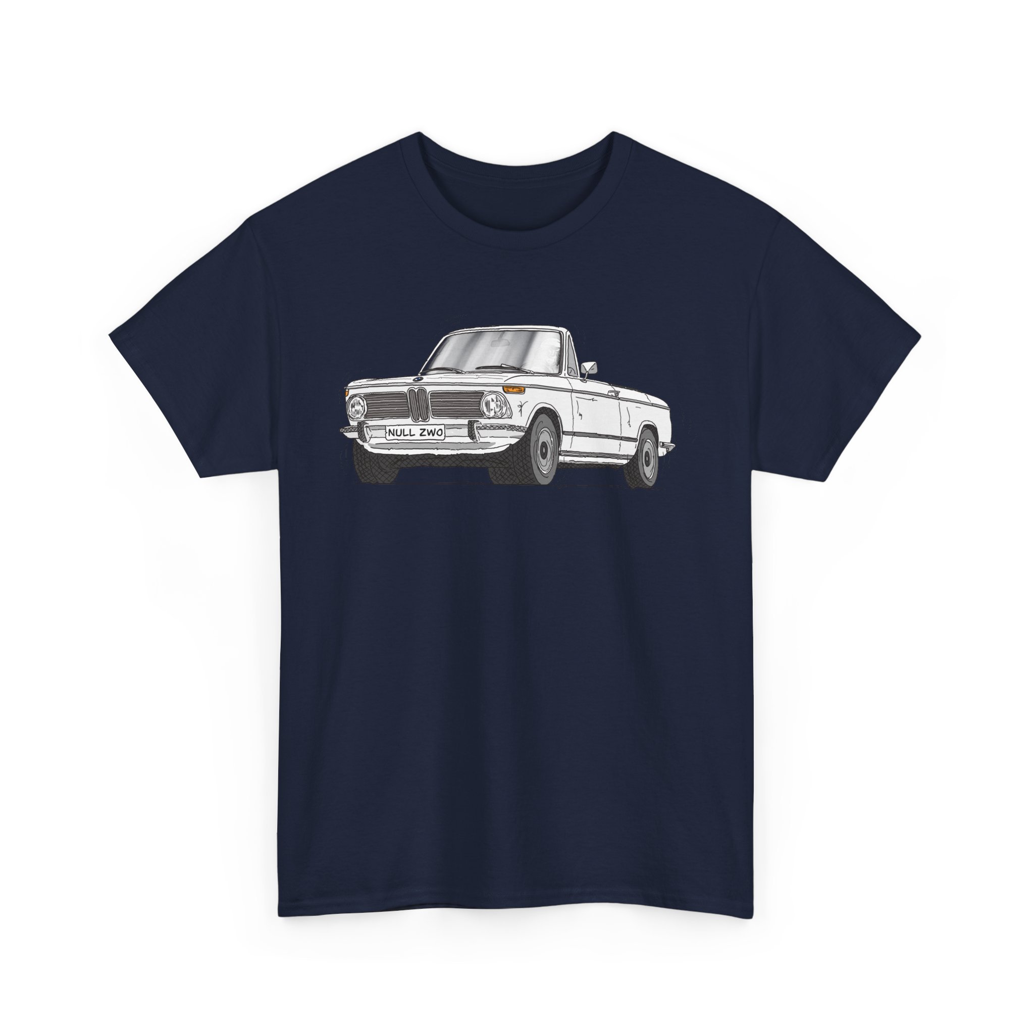 T-Shirt, BMW 02 Baur Cabrio, Strichzeichnung, Weiß, eigenes Kennzeichen möglich – Bild 12