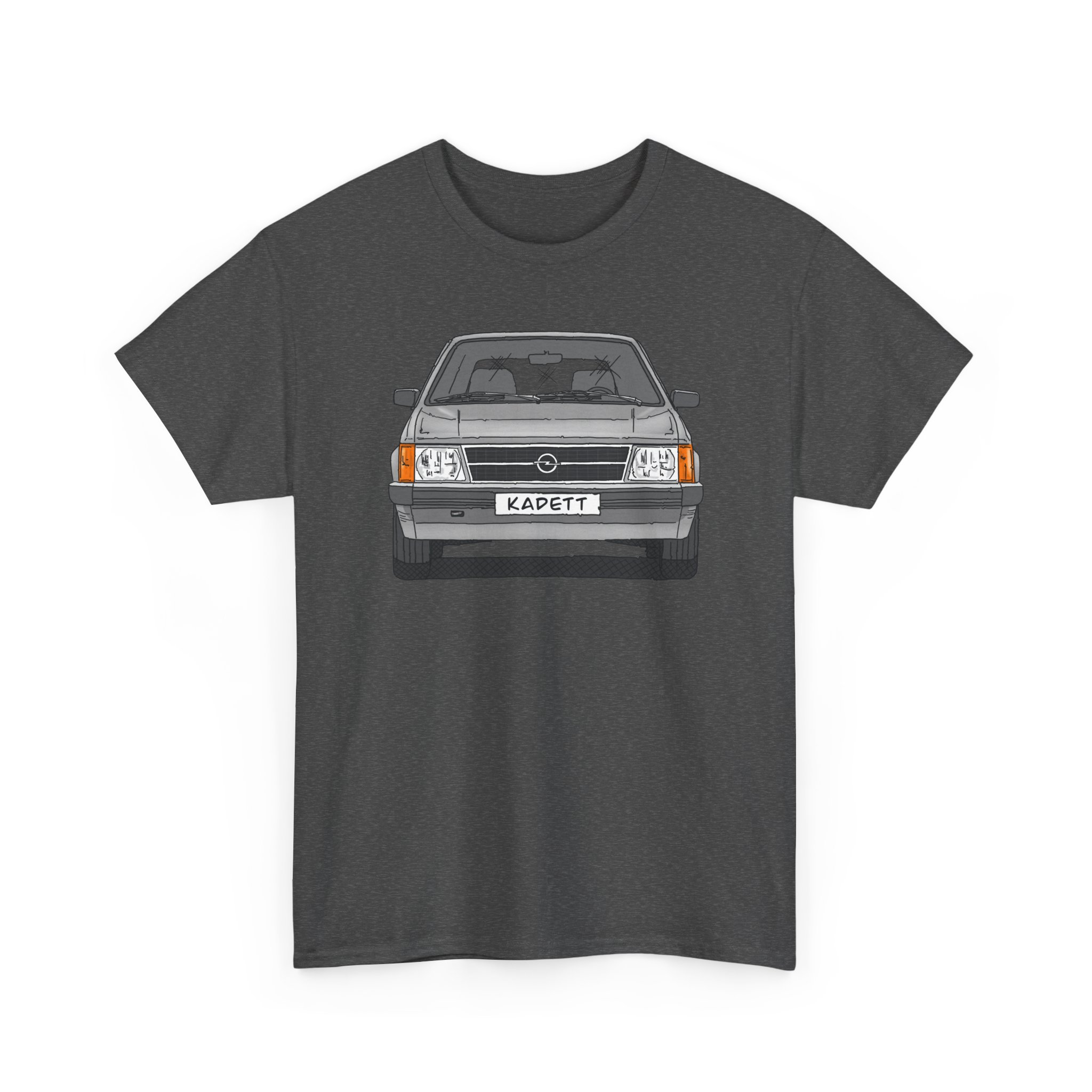 T-Shirt, Opel Kadett D, Strichzeichnung, Silbergrau, mit Kennzeichen personalisierbar – Bild 2