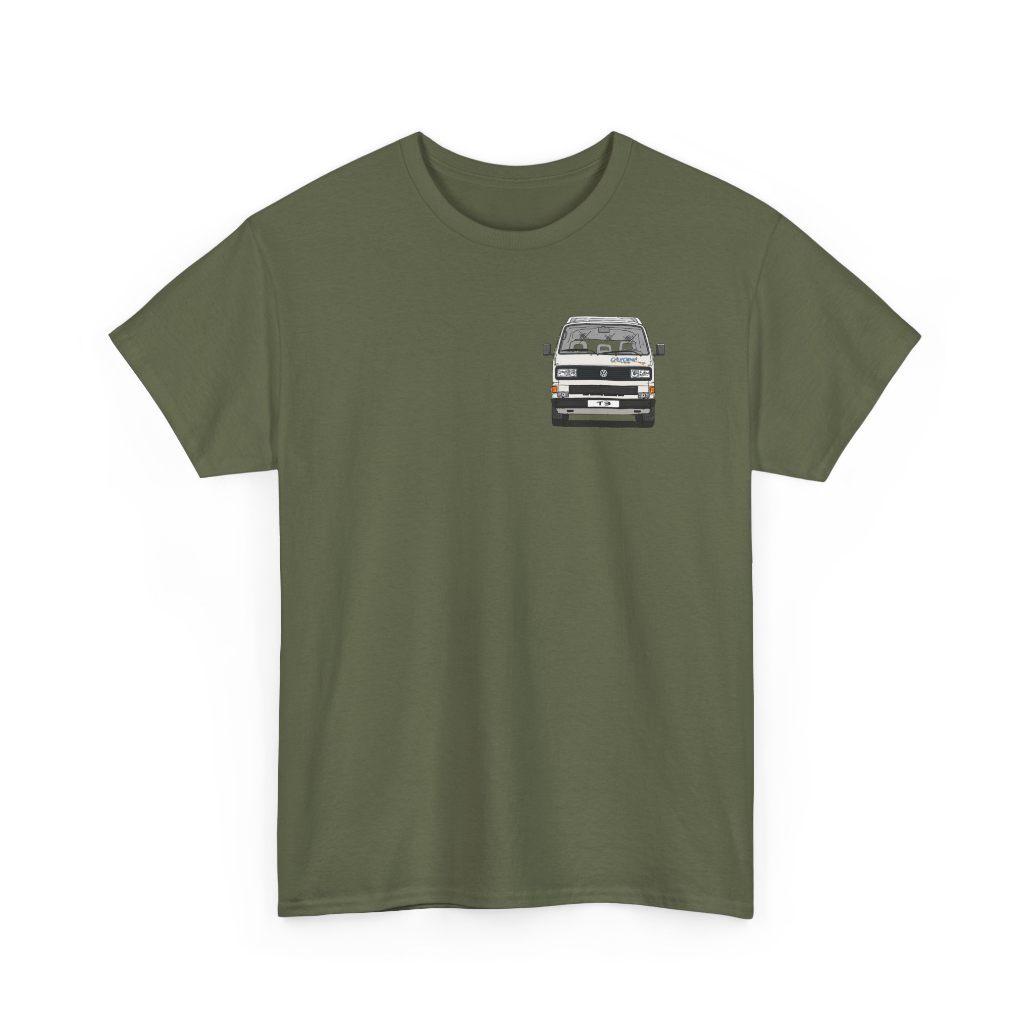 T-Shirt, VW T3, Bulli, California, Strichzeichnung, Weiß, klein, links – Bild 12
