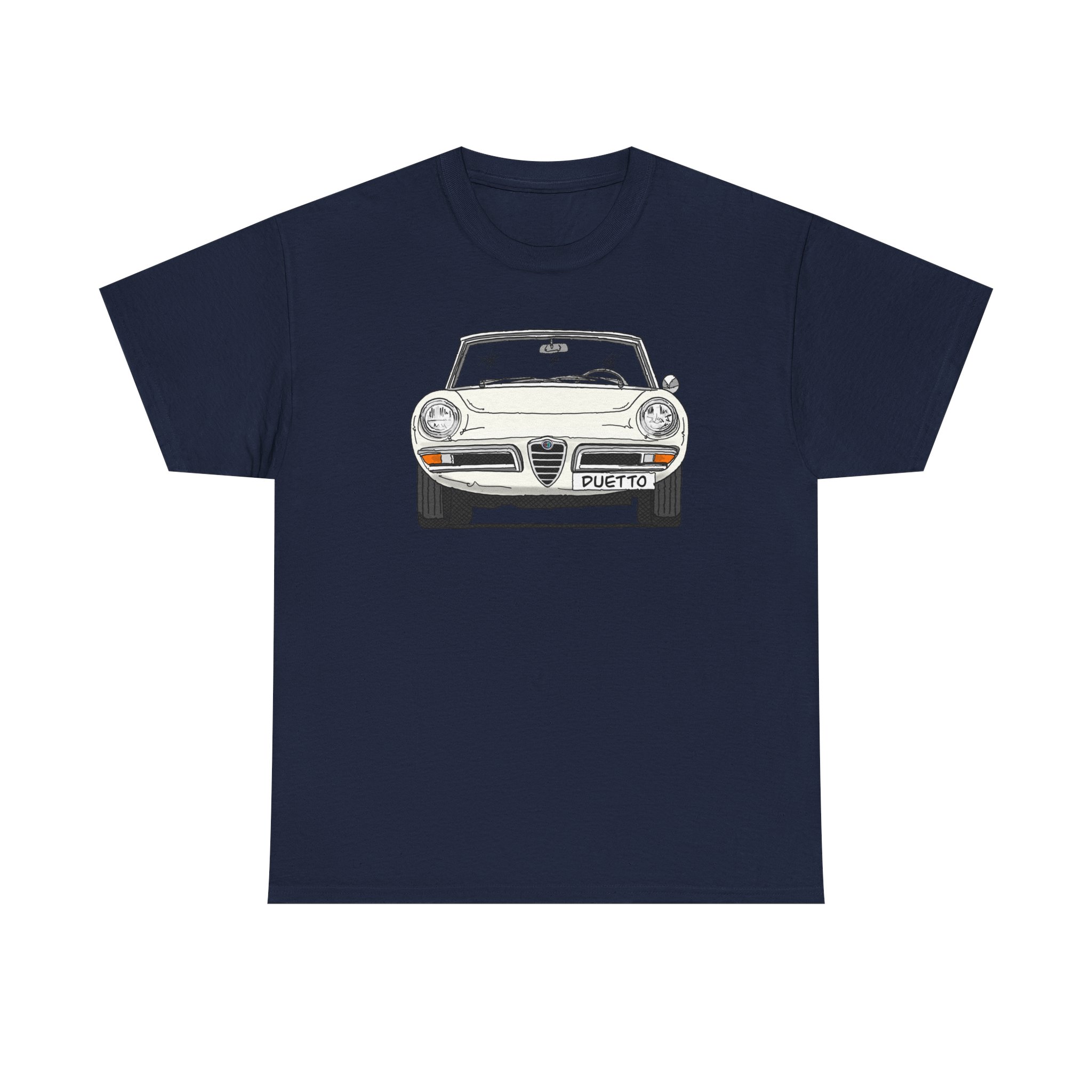 T-Shirt, Alfa Romeo Spider Duetto, Strichzeichnung, Weiß, mit Kennzeichen personalisierbar – Bild 10