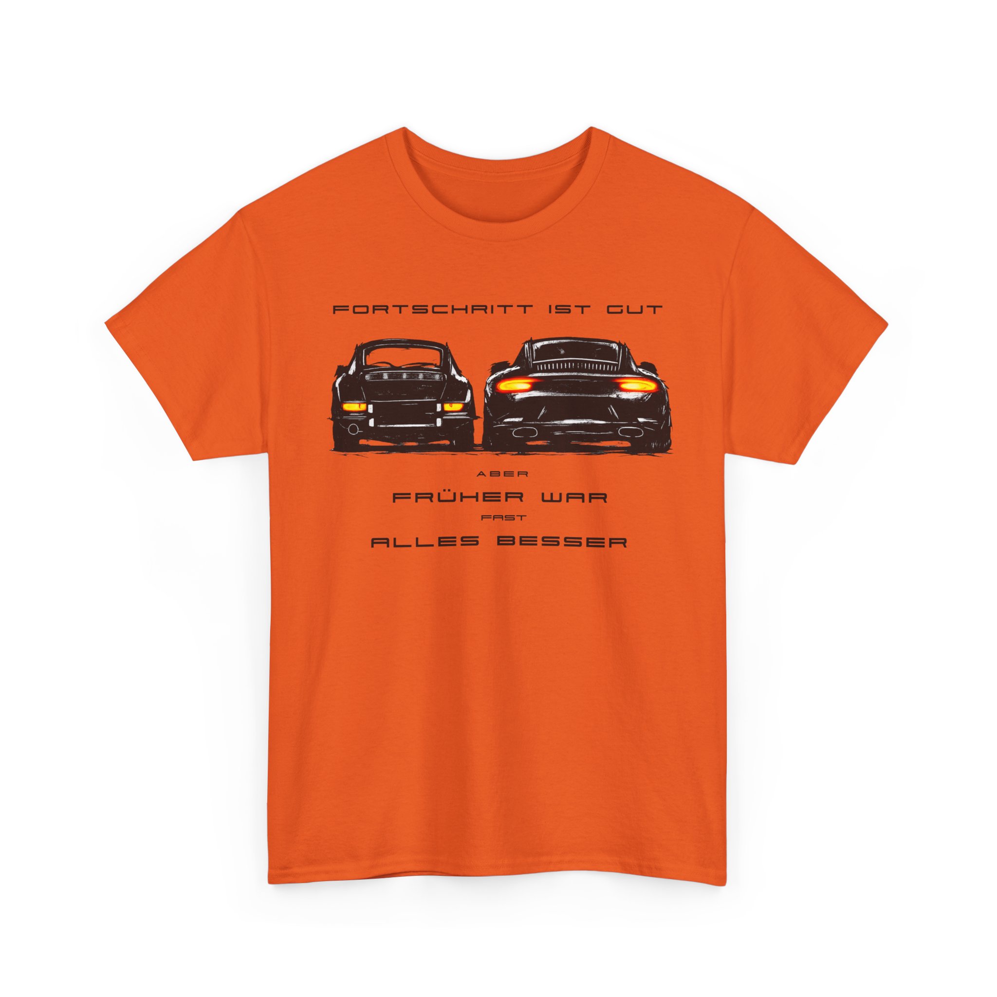 T-Shirt, Porsche 911, Kritzel-Kratzel-Auto, FRÜHER WAR ALLES BESSER, großer feiner Druck, schwarze Schrift – Bild 11