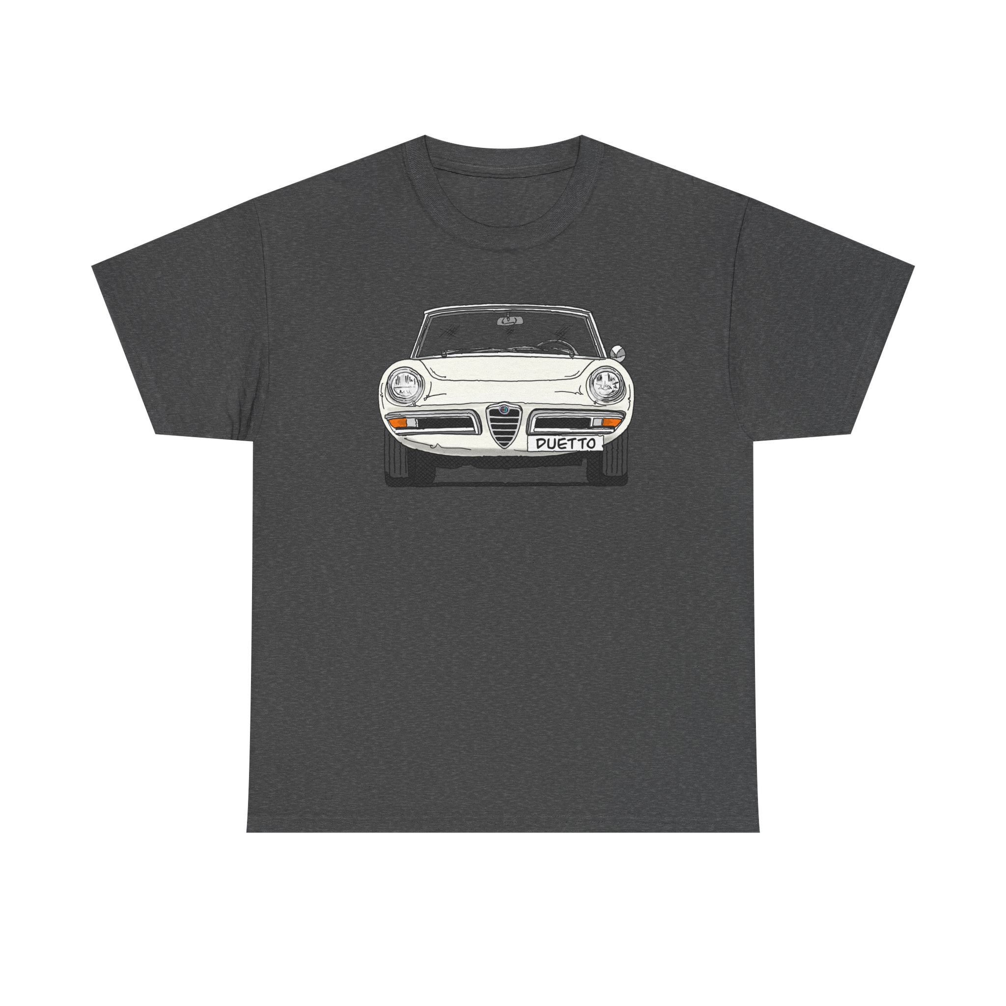 T-Shirt, Alfa Romeo Spider Duetto, Strichzeichnung, Weiß, mit Kennzeichen personalisierbar – Bild 7