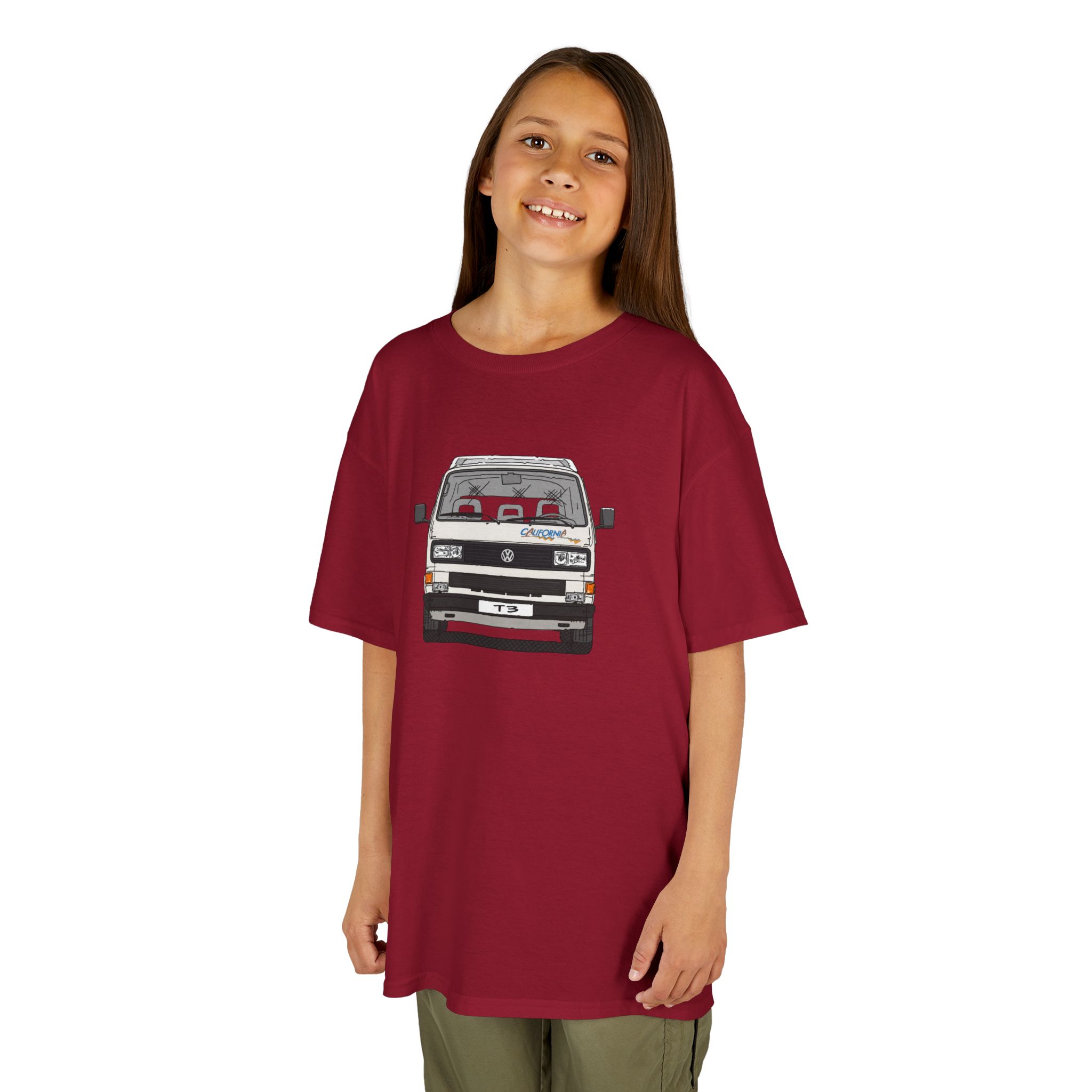 Kinder T-Shirt, VW T3, Bulli, California, Strichzeichnung, Weiß, eigenes Kennzeichen möglich – Bild 14