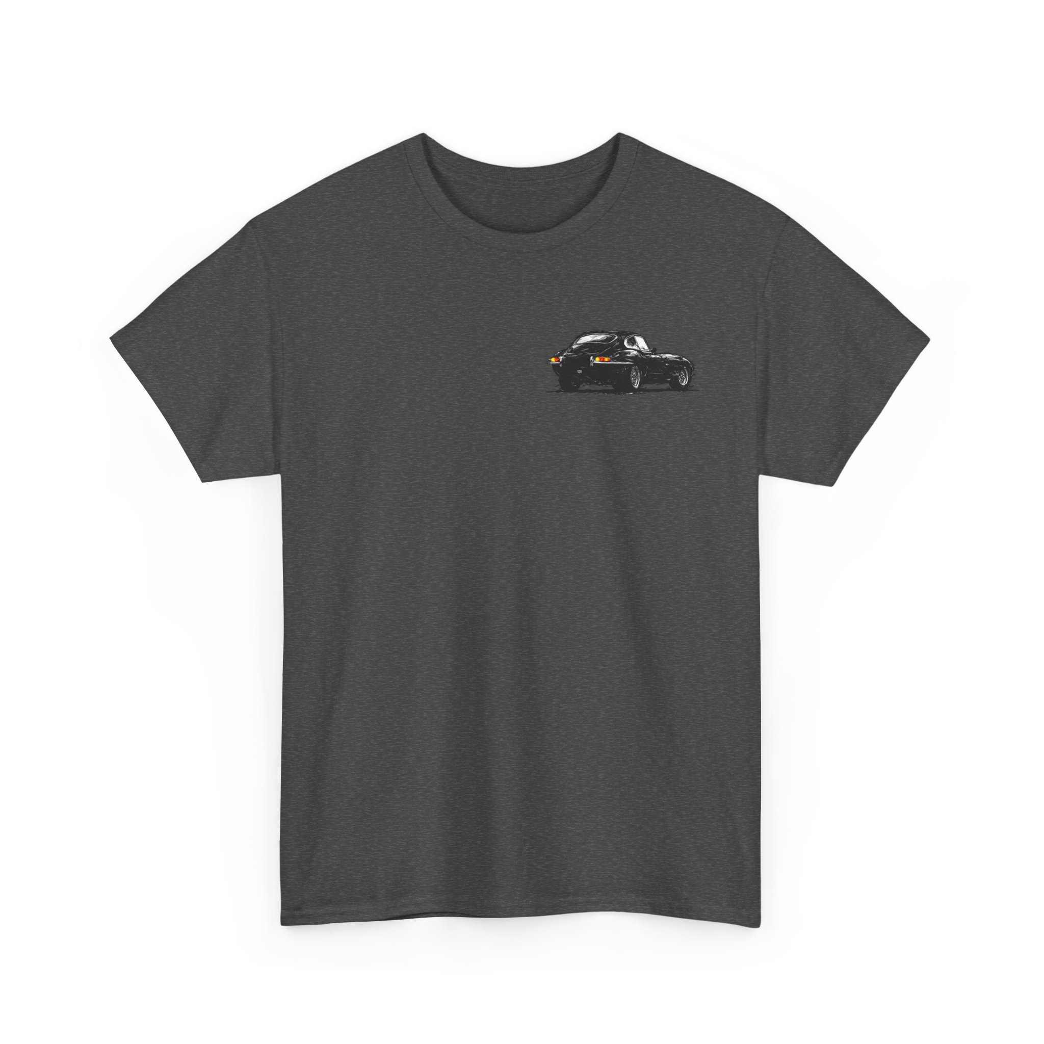 T-Shirt, Jaguar E-Type Coupe, Kritzel-Kratzel-Auto, kleiner feiner Druck – Bild 7