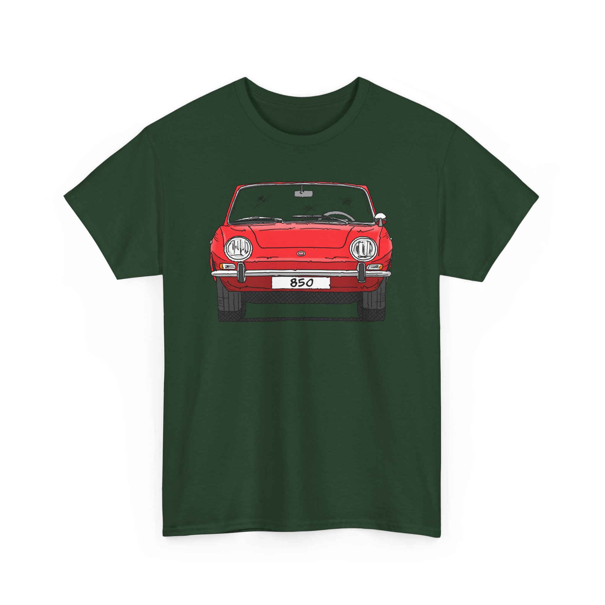 T-Shirt, Fiat 850 Spider, Strichzeichnung, Rot, eigenes Kennzeichen möglich – Bild 6