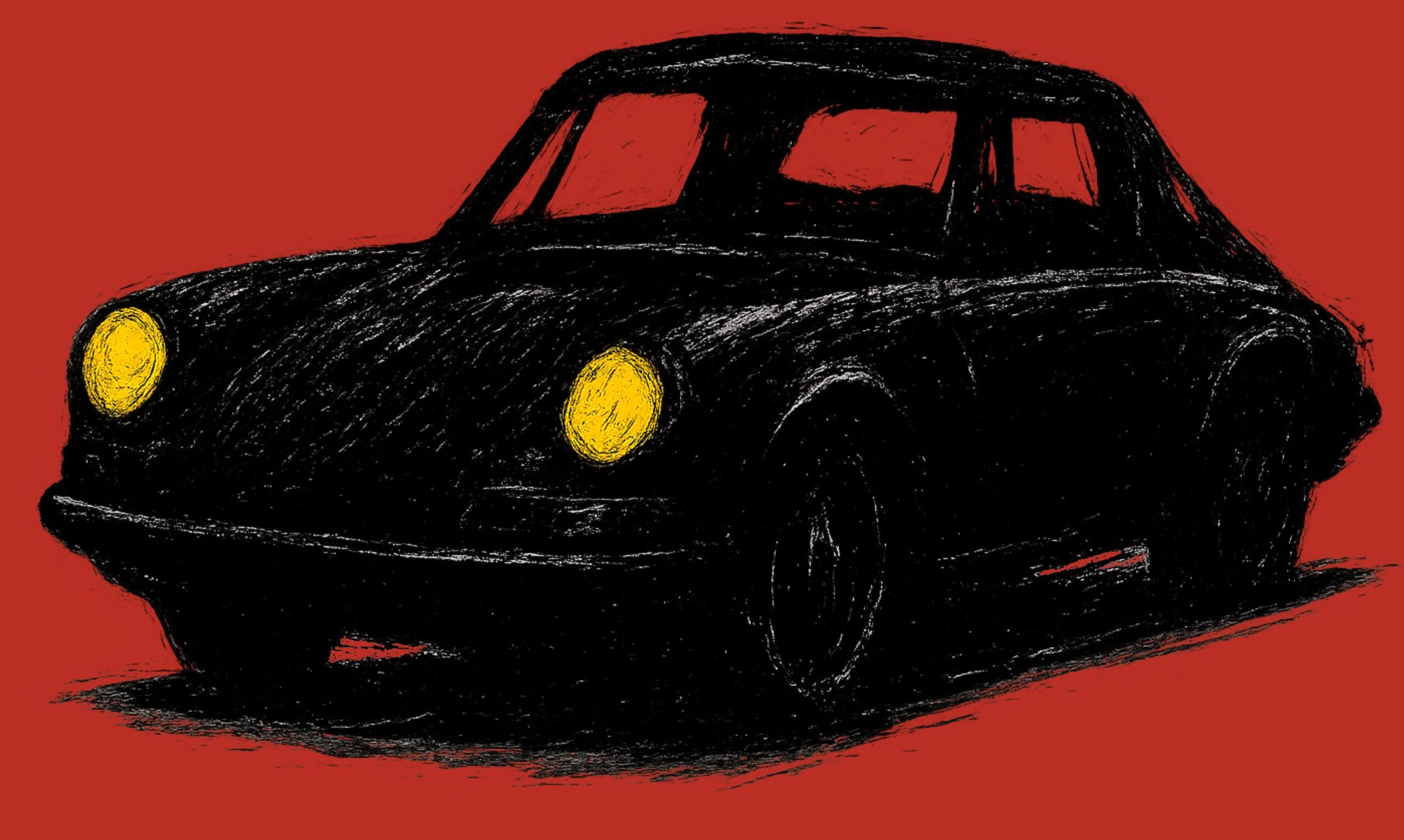 T-Shirt, 911 Targa, Kritzel-Kratzel-Auto, kleiner feiner Druck – Bild 2