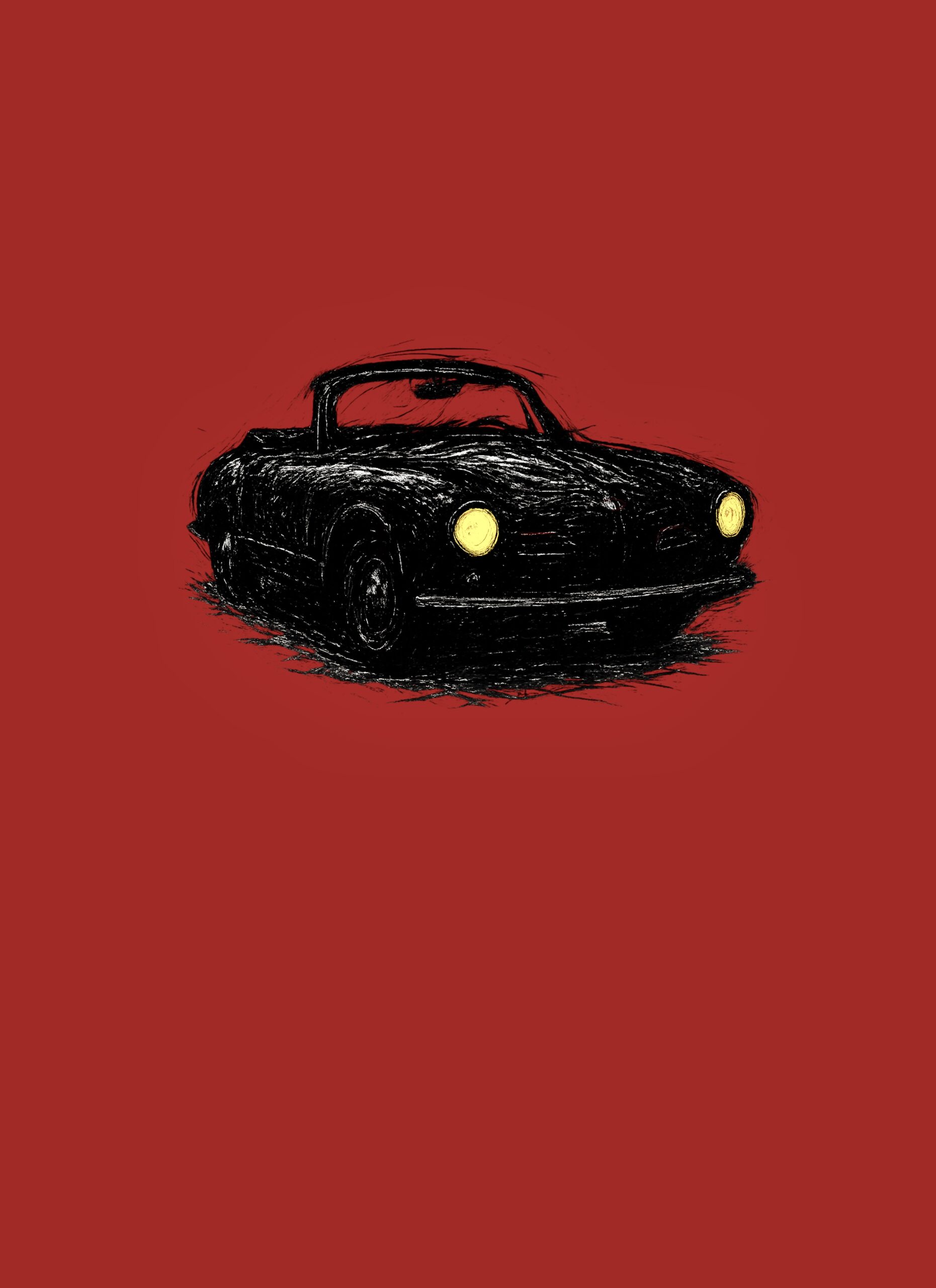 T-Shirt, Karmann Ghia Cabrio, Typ 14, Kritzel-Kratzel-Auto, kleiner feiner Druck – Bild 2