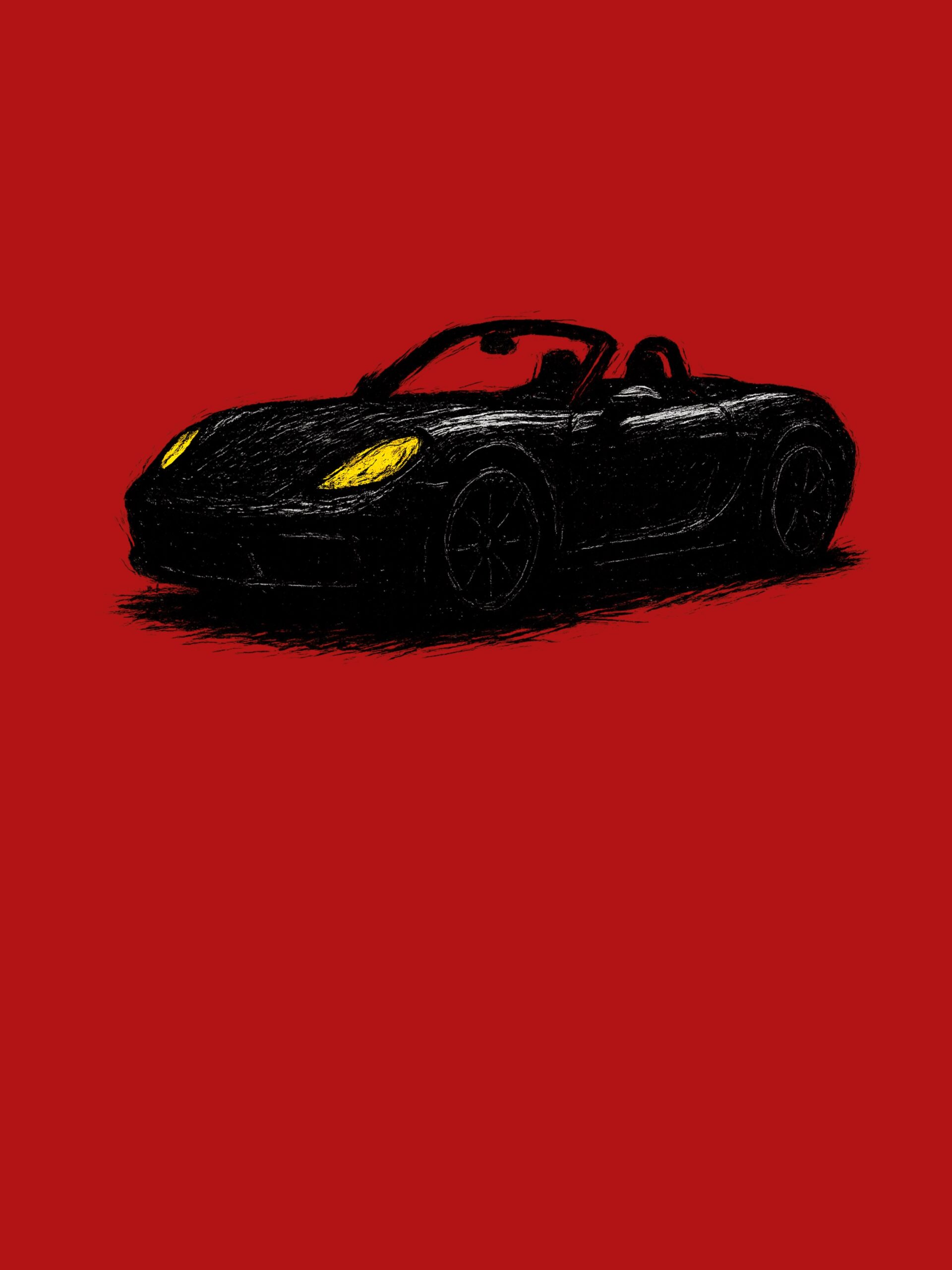 T-Shirt, Porsche Boxster 718, 982, 987, 981, Kritzel-Kratzel-Auto, kleiner feiner Druck – Bild 2