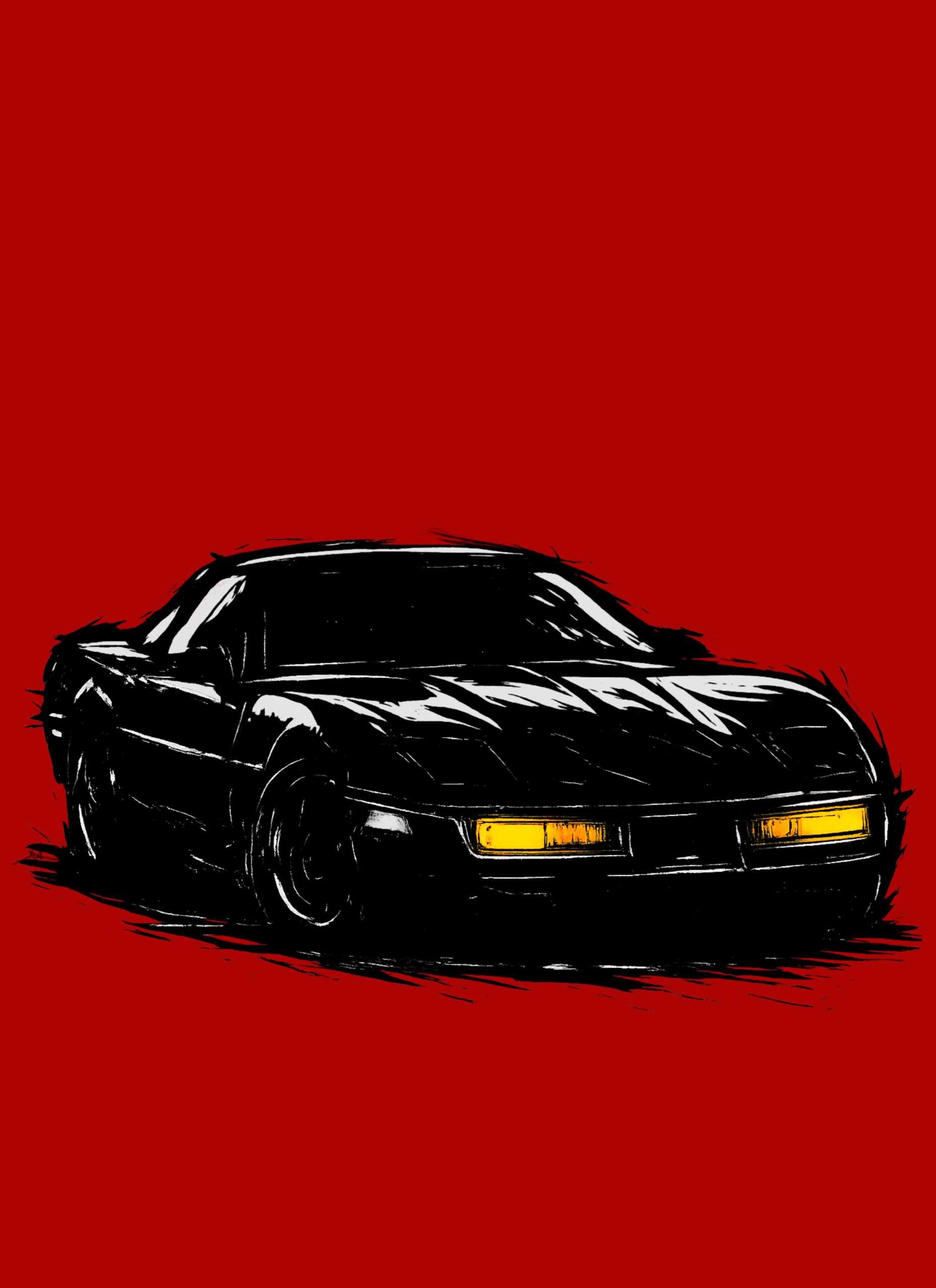 T-Shirt, Chevrolet Corvette C4, Kritzel-Kratzel-Auto, großer feiner Druck – Bild 2