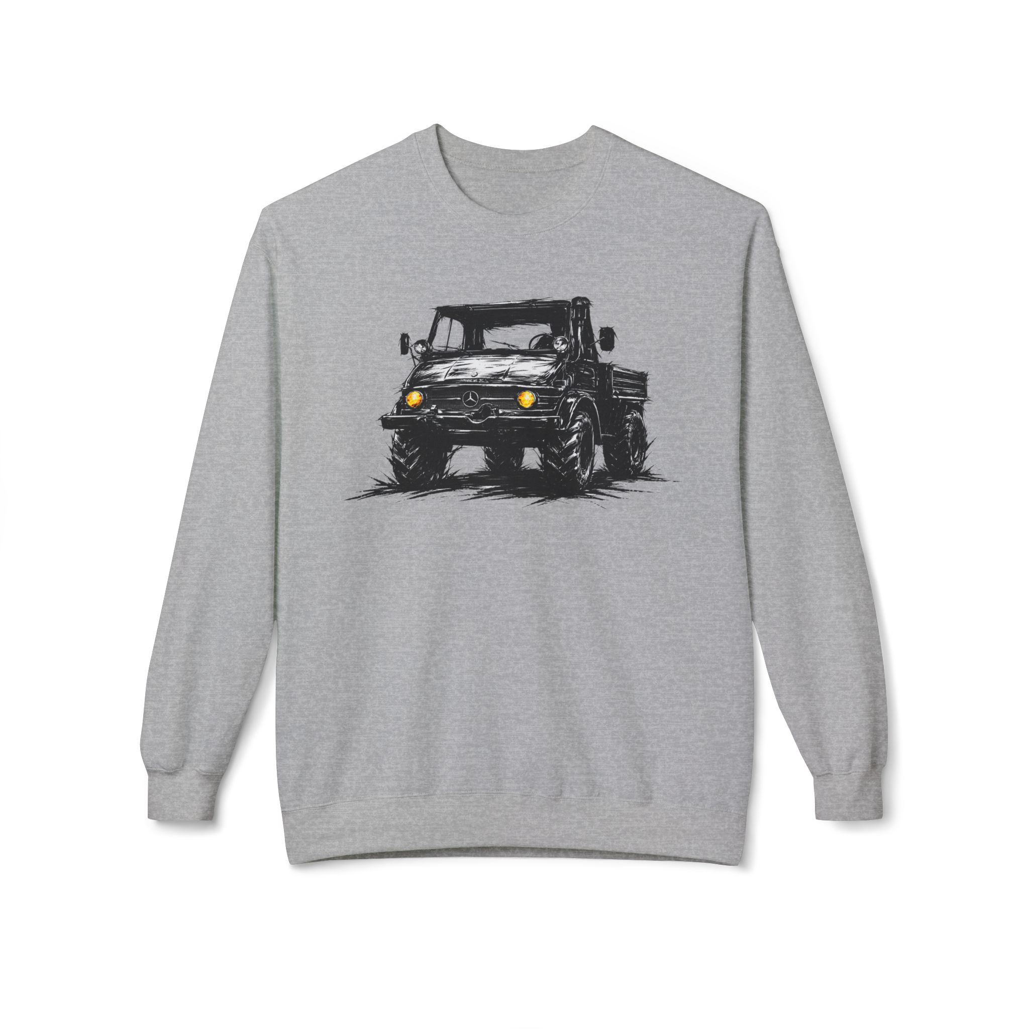Sweatshirt, Mercedes Unimog, Kritzel-Kratzel-Auto, großer feiner Druck