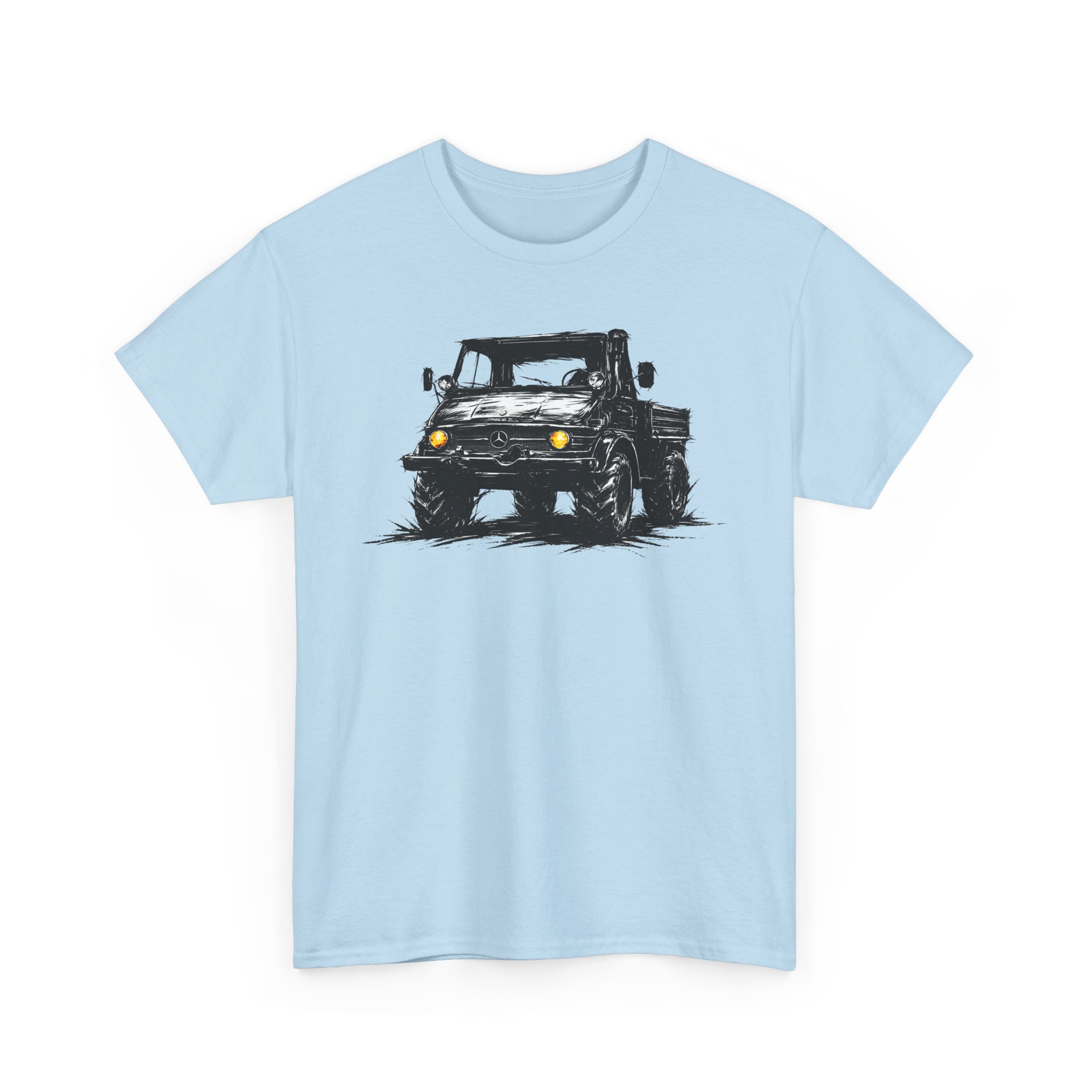 T-Shirt, Mercedes Unimog, Kritzel-Kratzel-Auto, großer feiner Druck – Bild 8