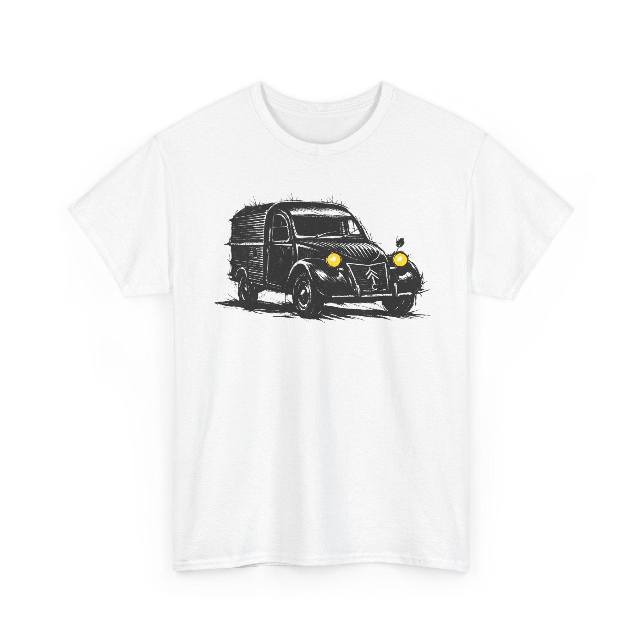 T-Shirt, Citroën 2CV AU, Kastenente, Kritzel-Kratzel-Auto, großer feiner Druck – Bild 4
